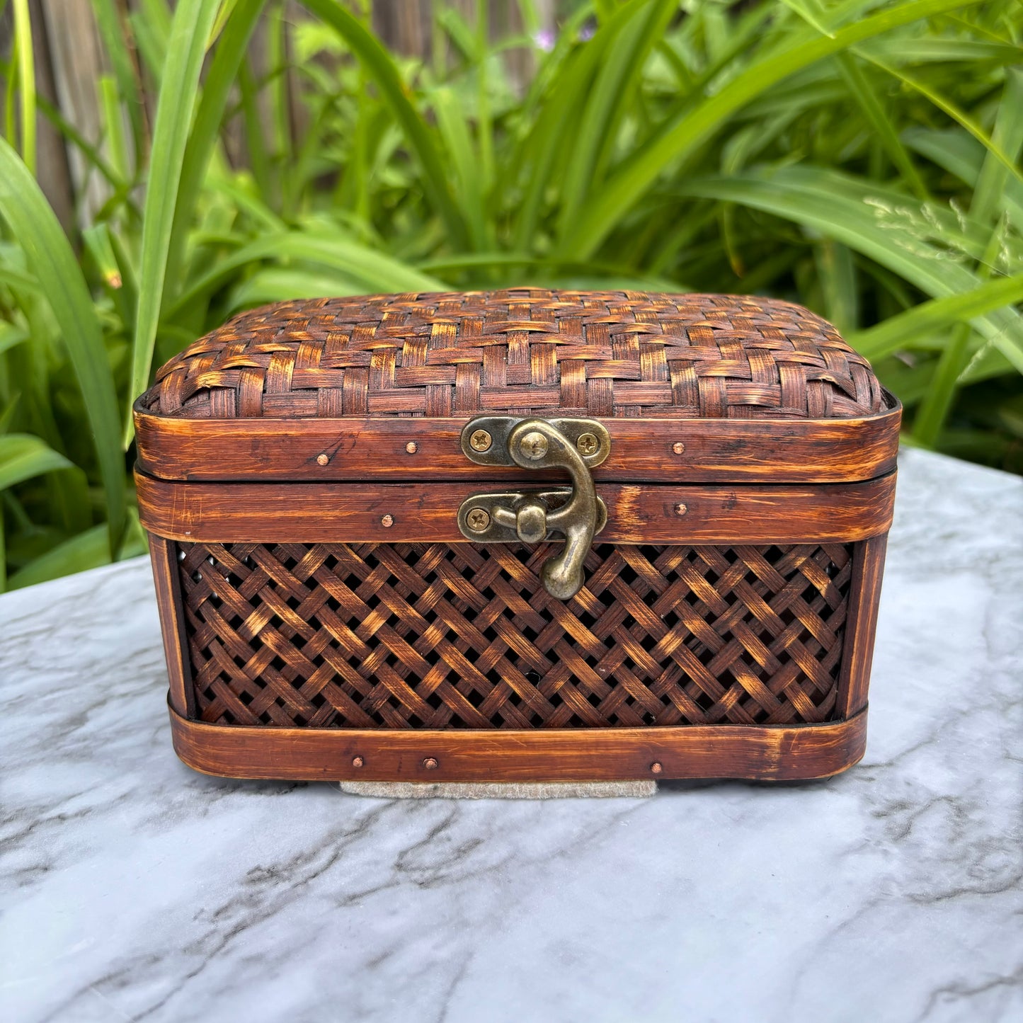 Woven Wicker Box with Clasp