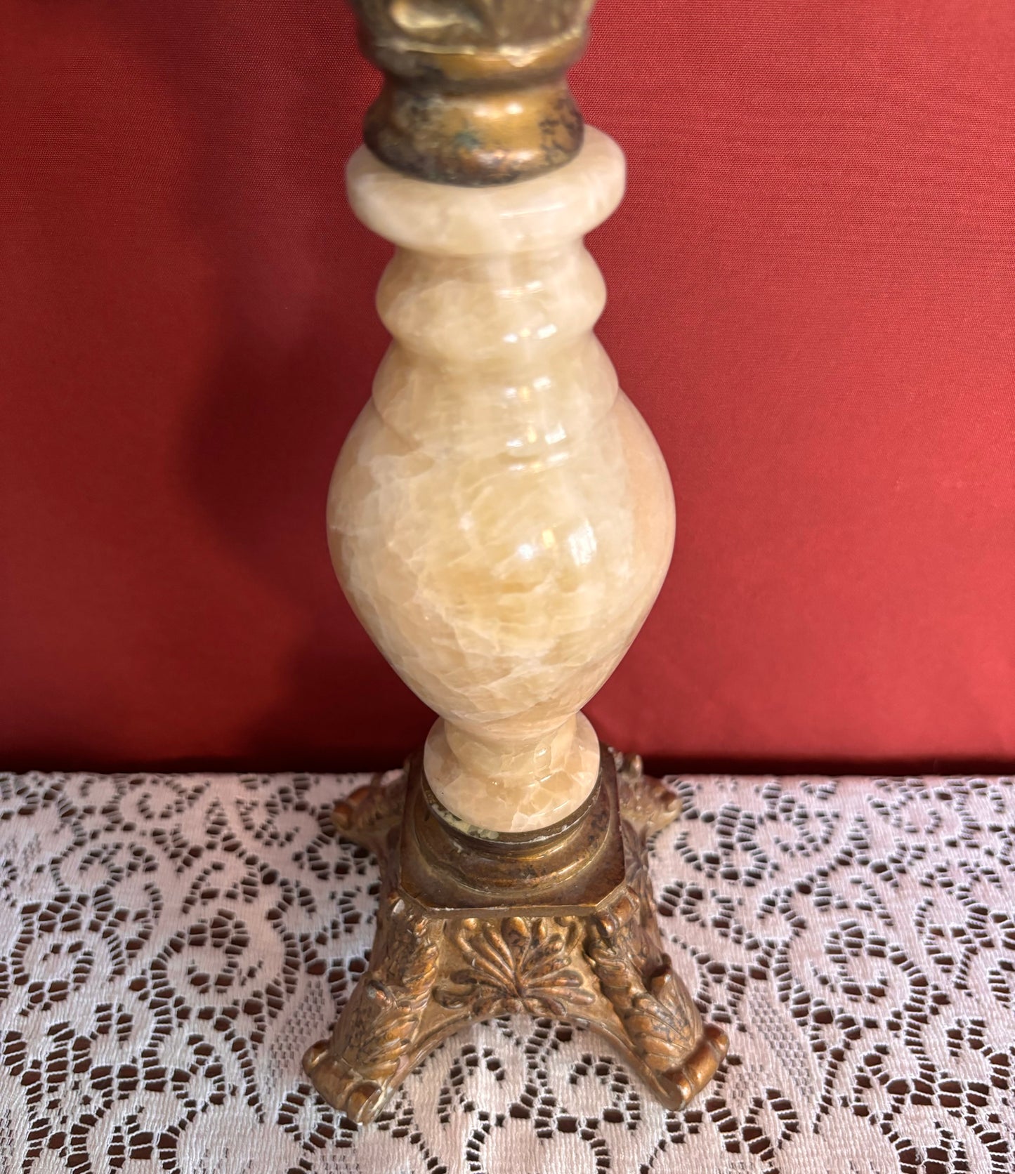 Alabaster & Brass Candle Holder