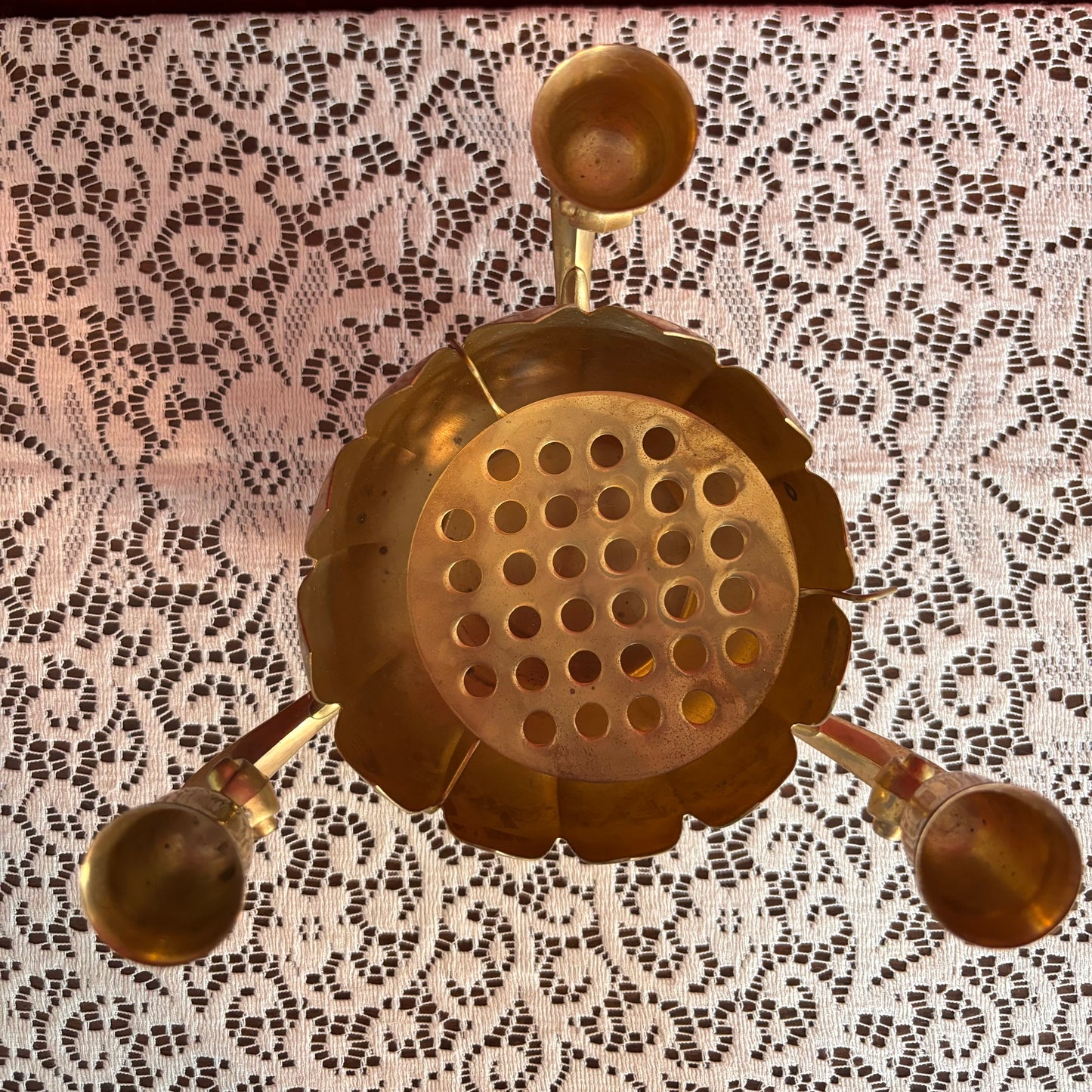 Brass Plated Lotus Candle Holder