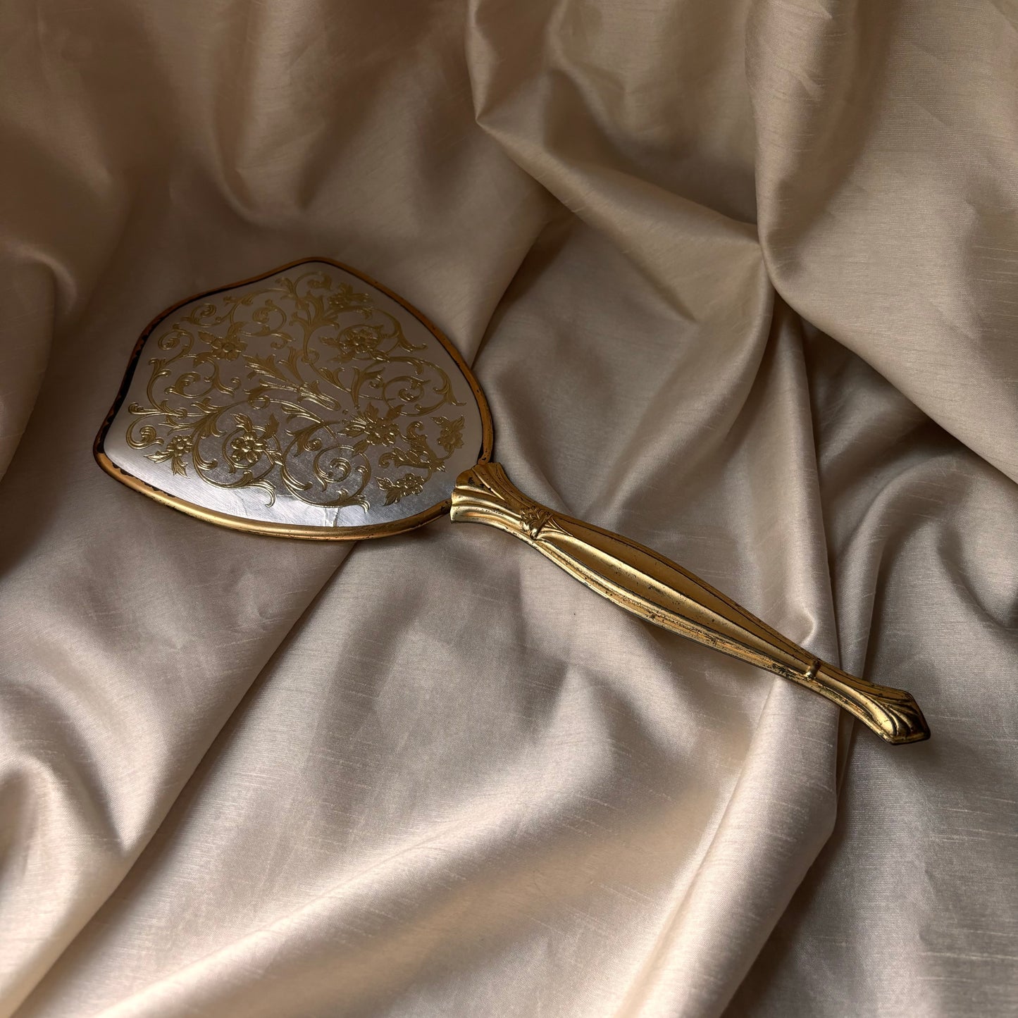 Gold Ornate Floral Hand Held Mirror