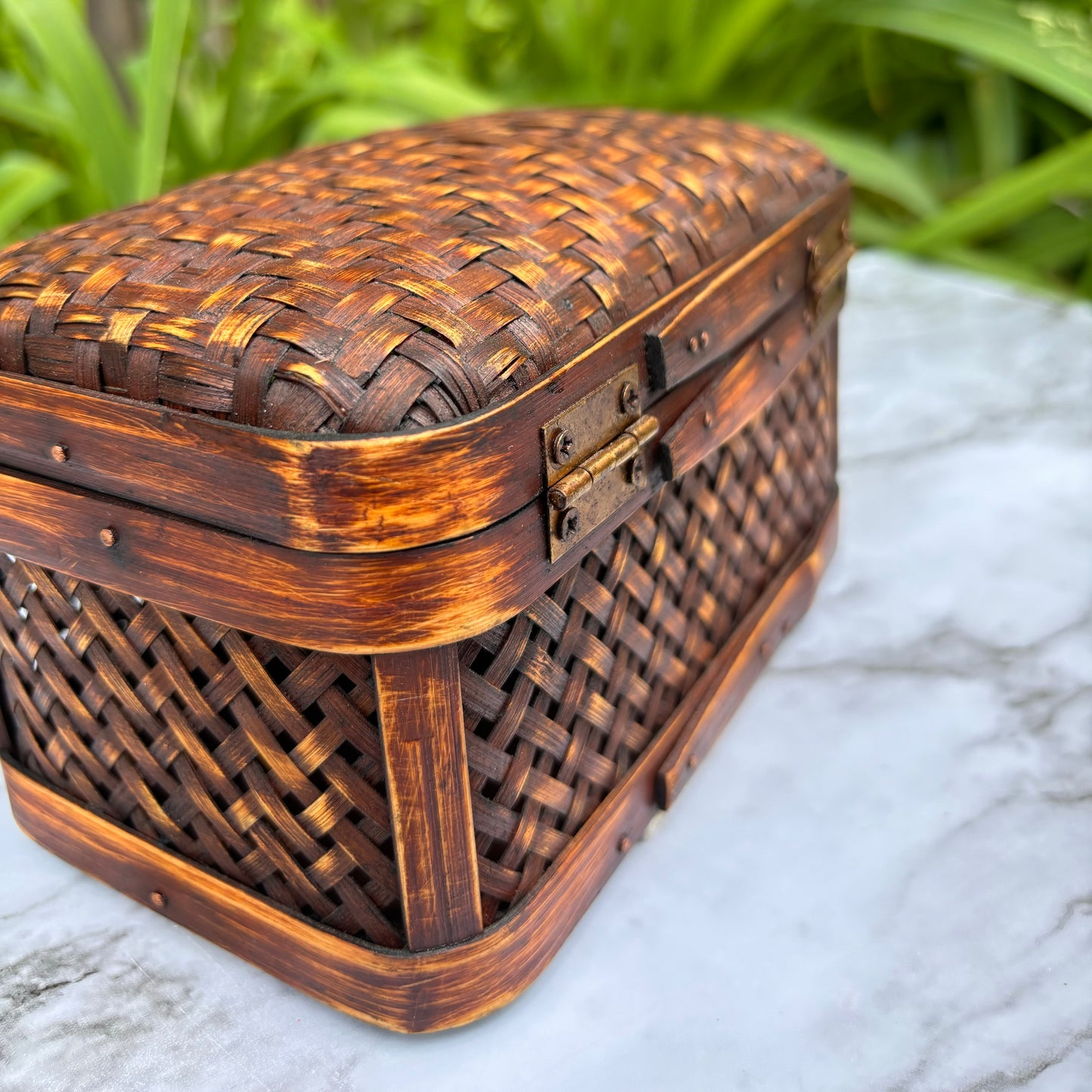 Woven Wicker Box with Clasp