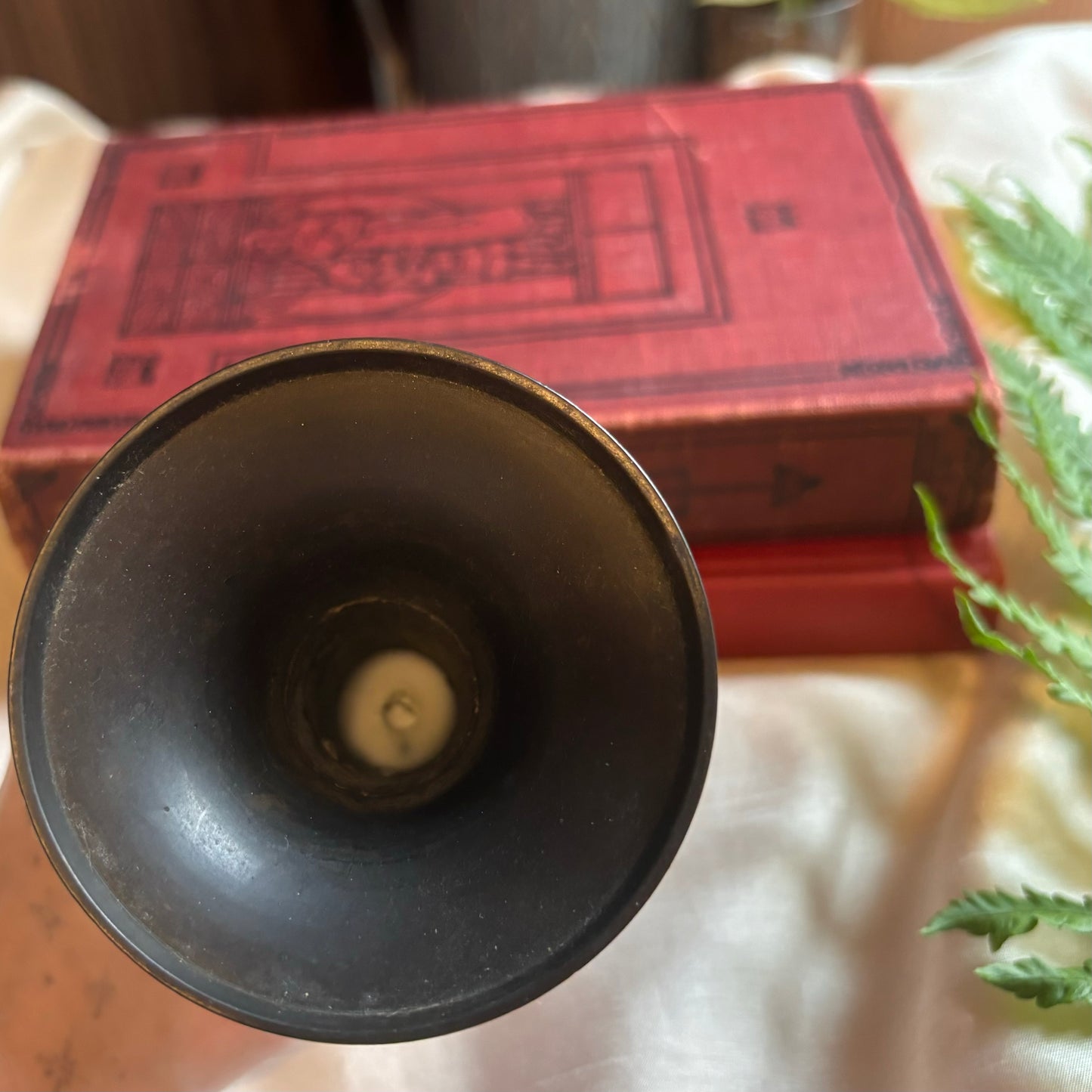 Brass Floral Enamel Vase/ Candleholder