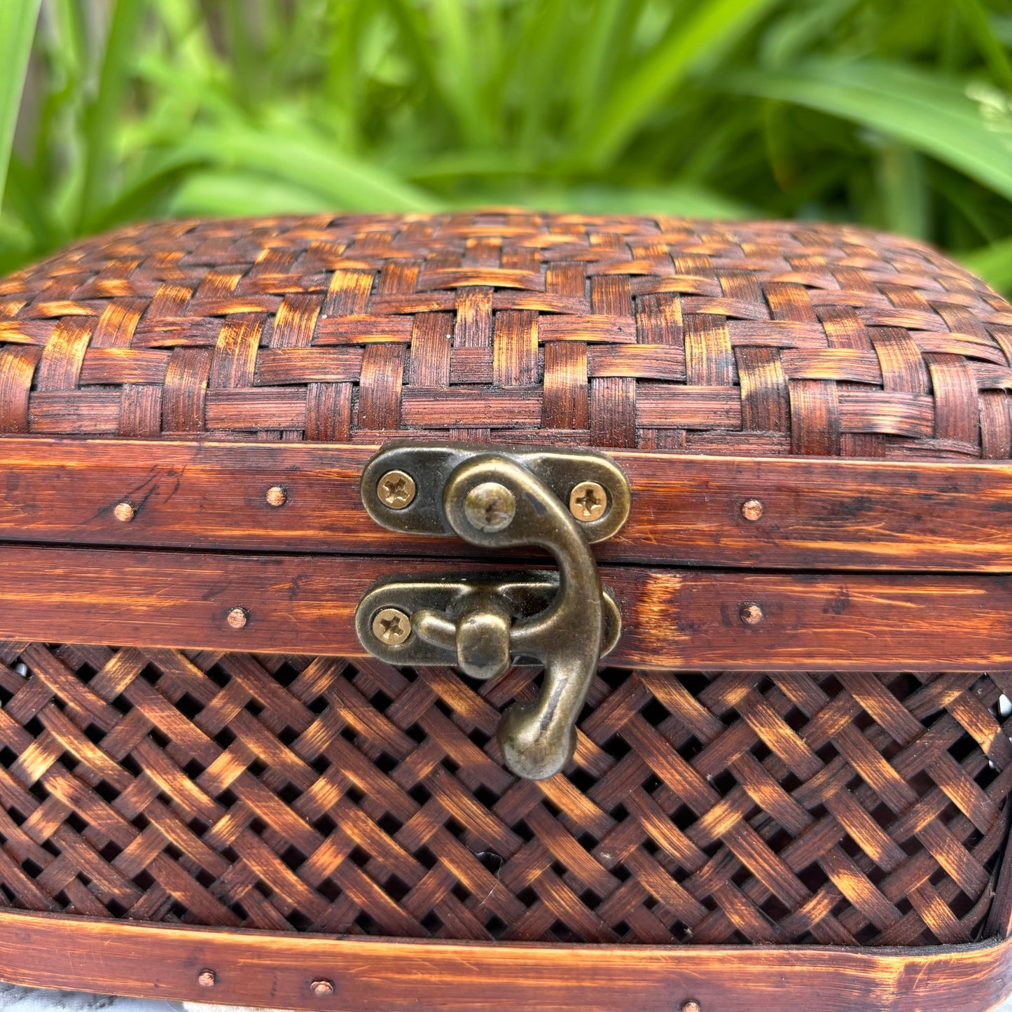 Woven Wicker Box with Clasp