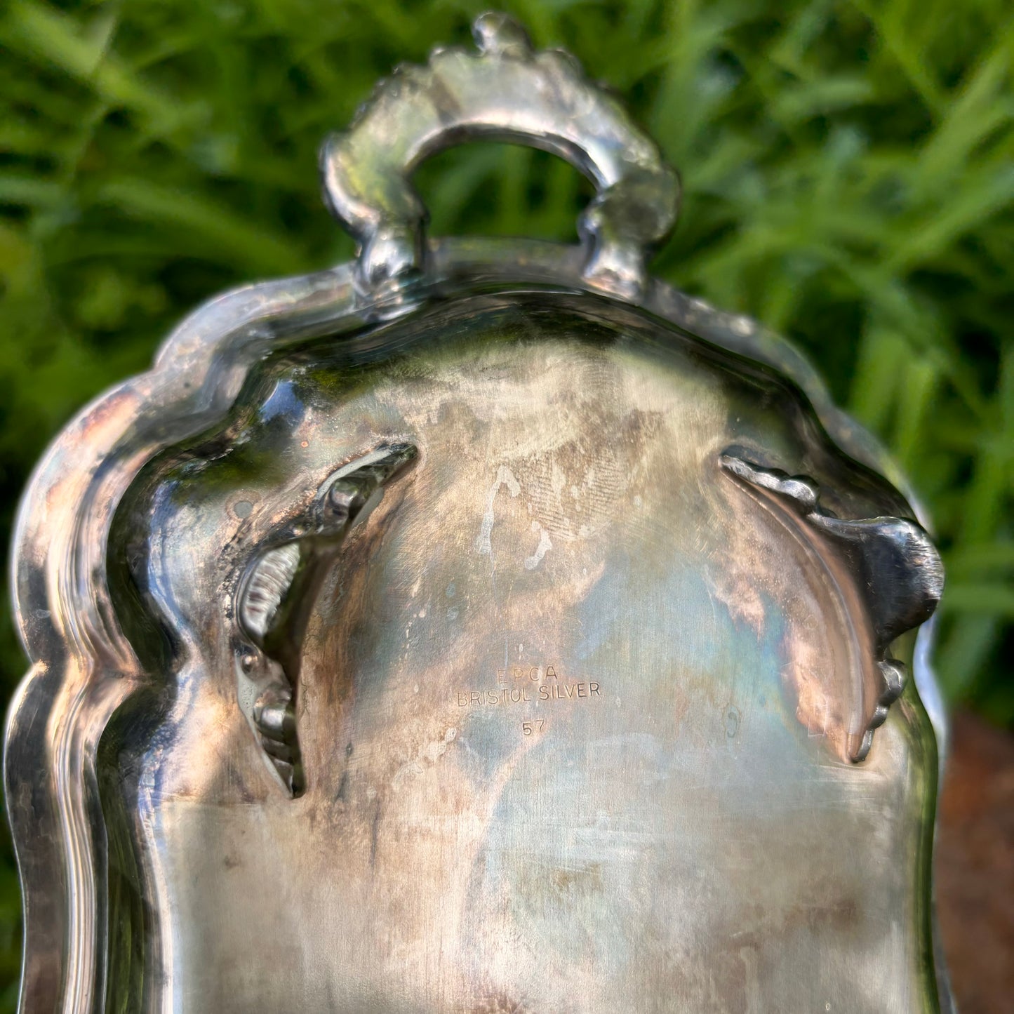 Silver Footed Serving Tray With Handles