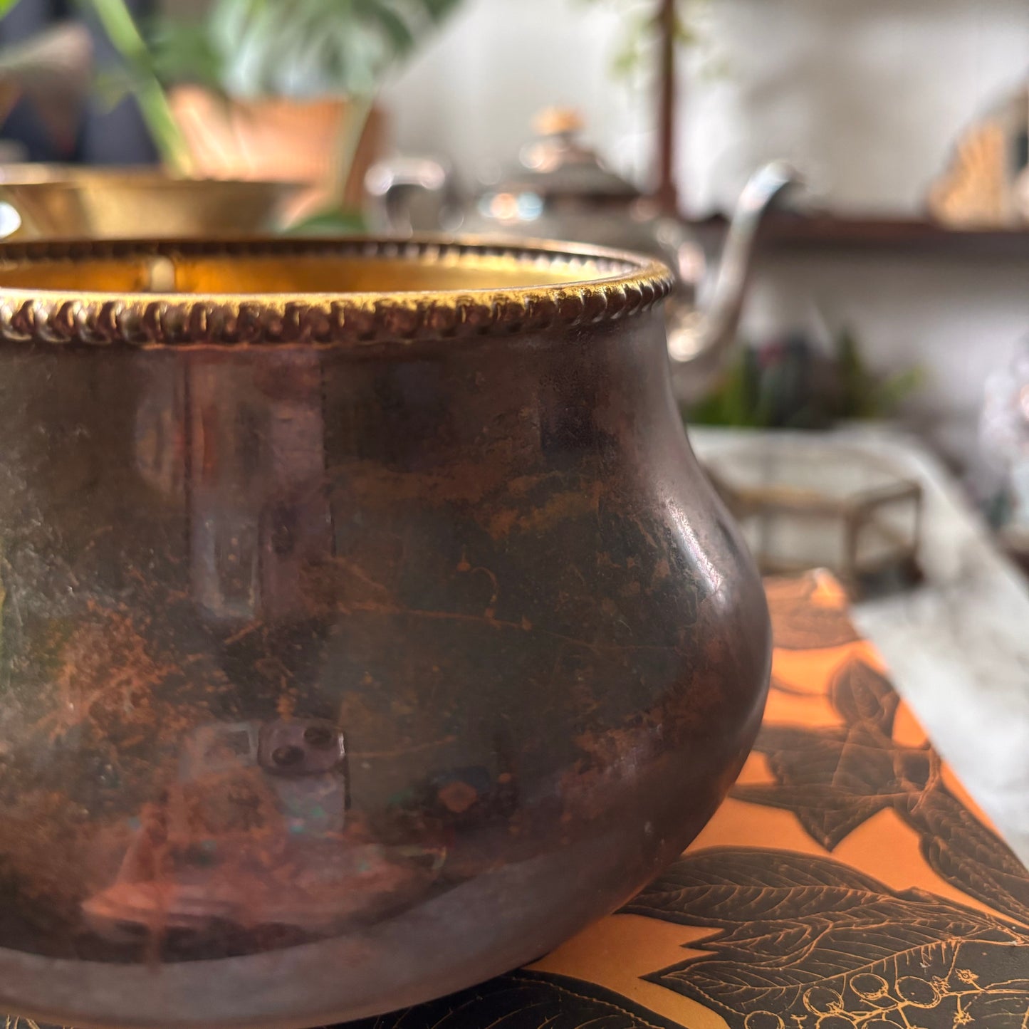 Brass Bowl with Detailed Rim