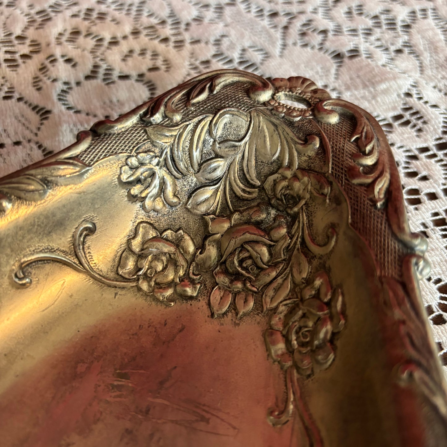Silver Plated Ornate Rose Trinket Dish