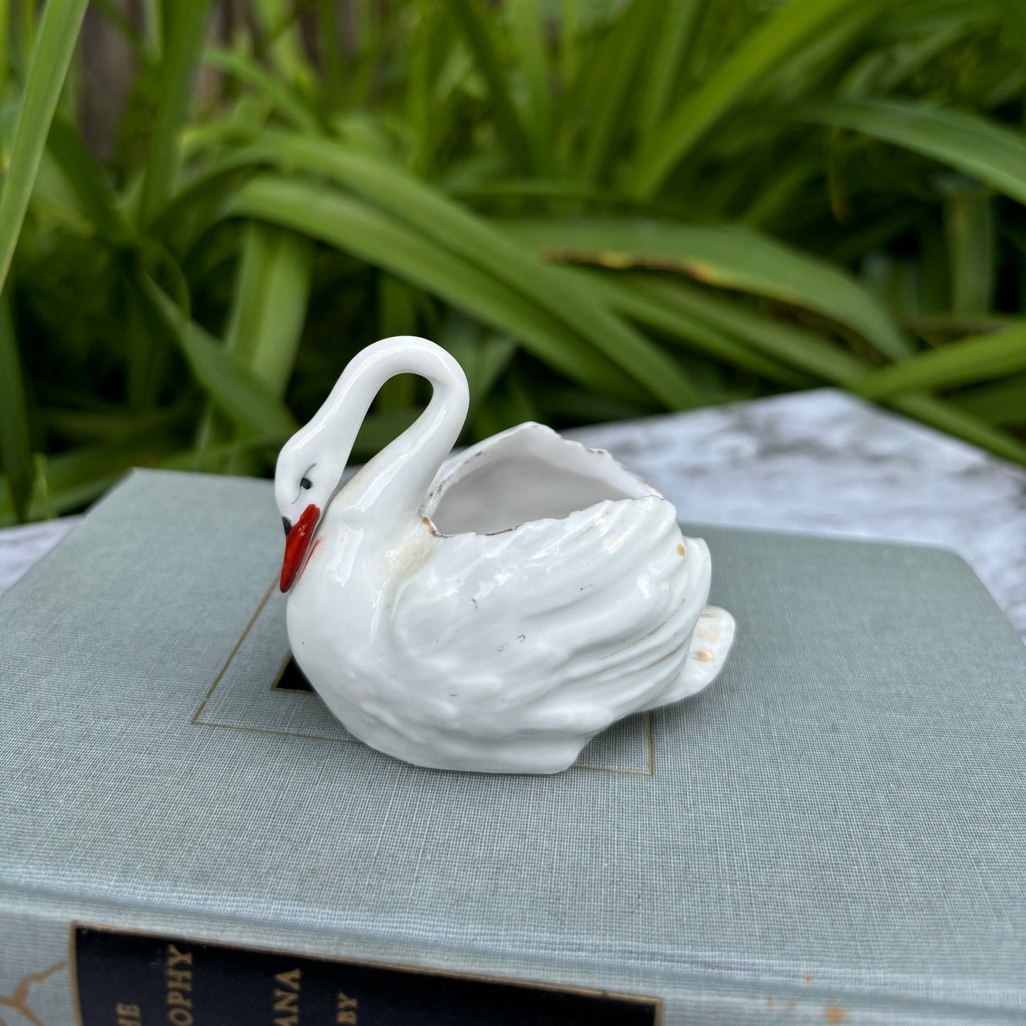 Pair of Mini Swan Figurine Planters