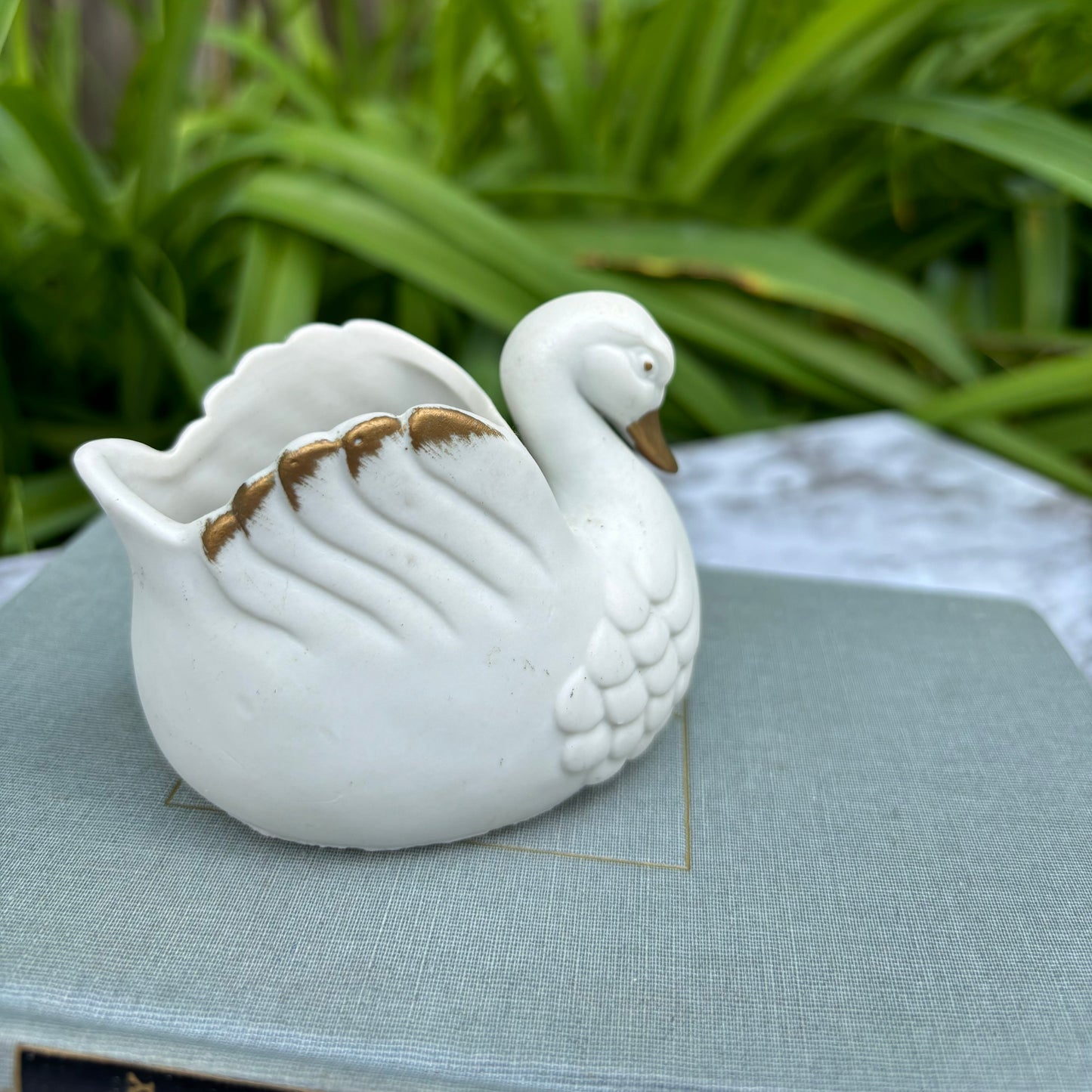 Pair of Mini Swan Figurine Planters