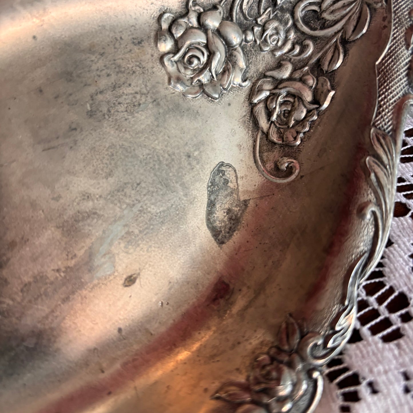 Silver Plated Ornate Rose Trinket Dish