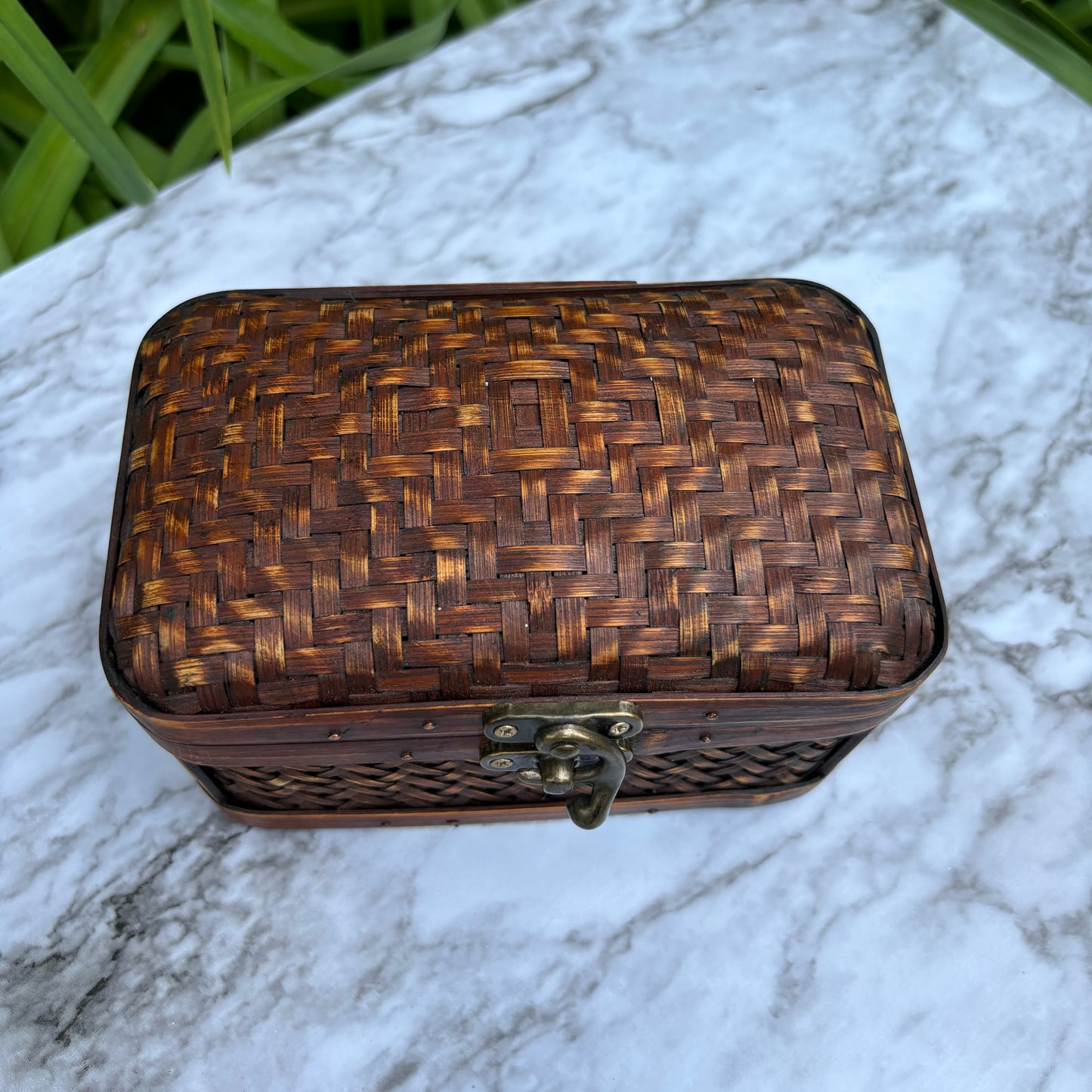 Woven Wicker Box with Clasp