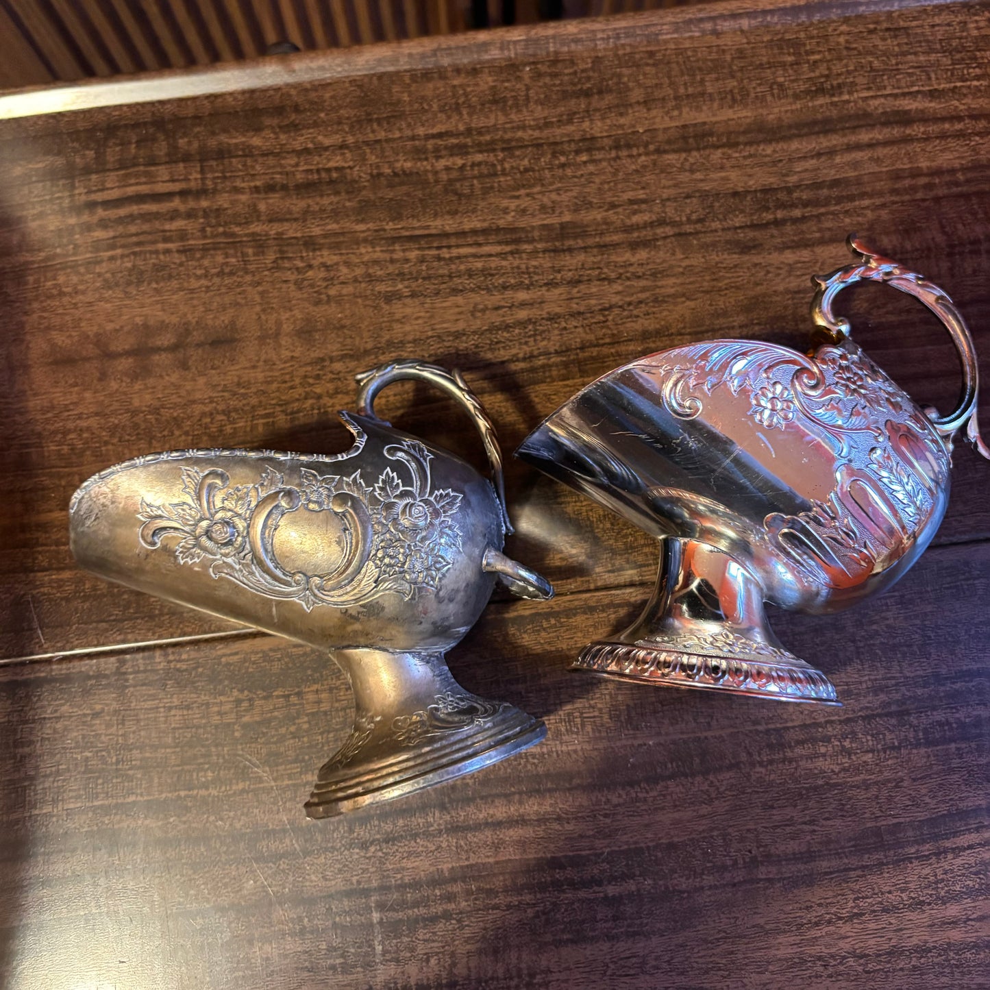 Silver-plated Floral Sugar Scuttles