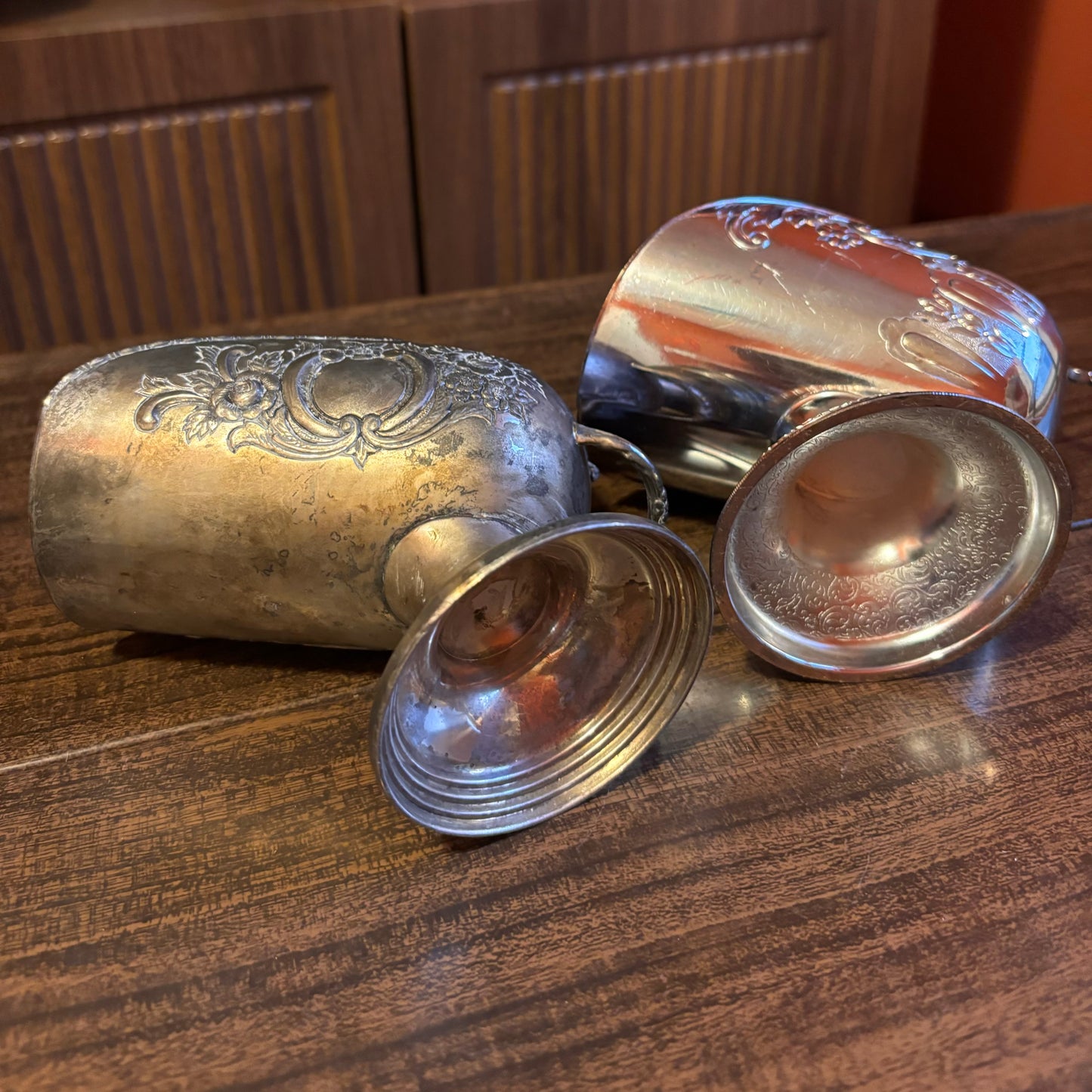 Silver-plated Floral Sugar Scuttles