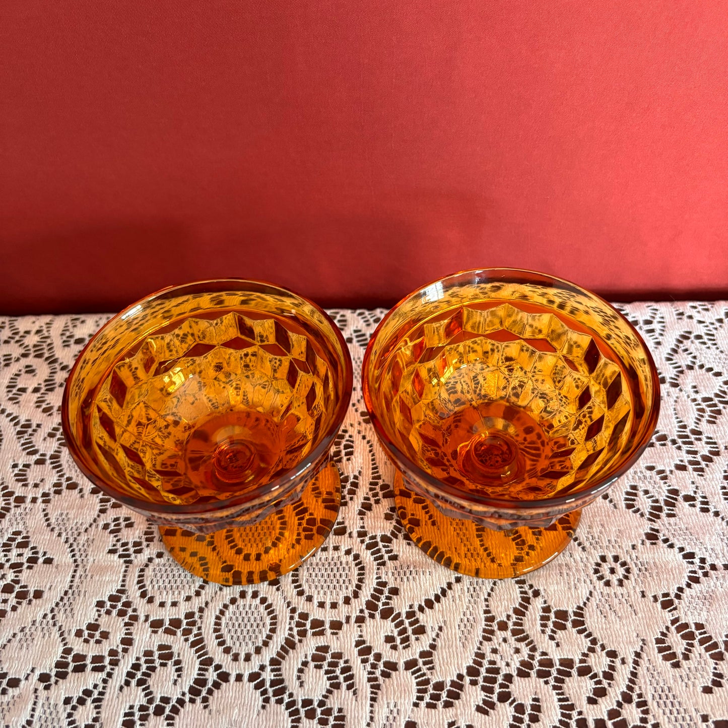 Indiana Glass Amber Sherbet Dish Pair