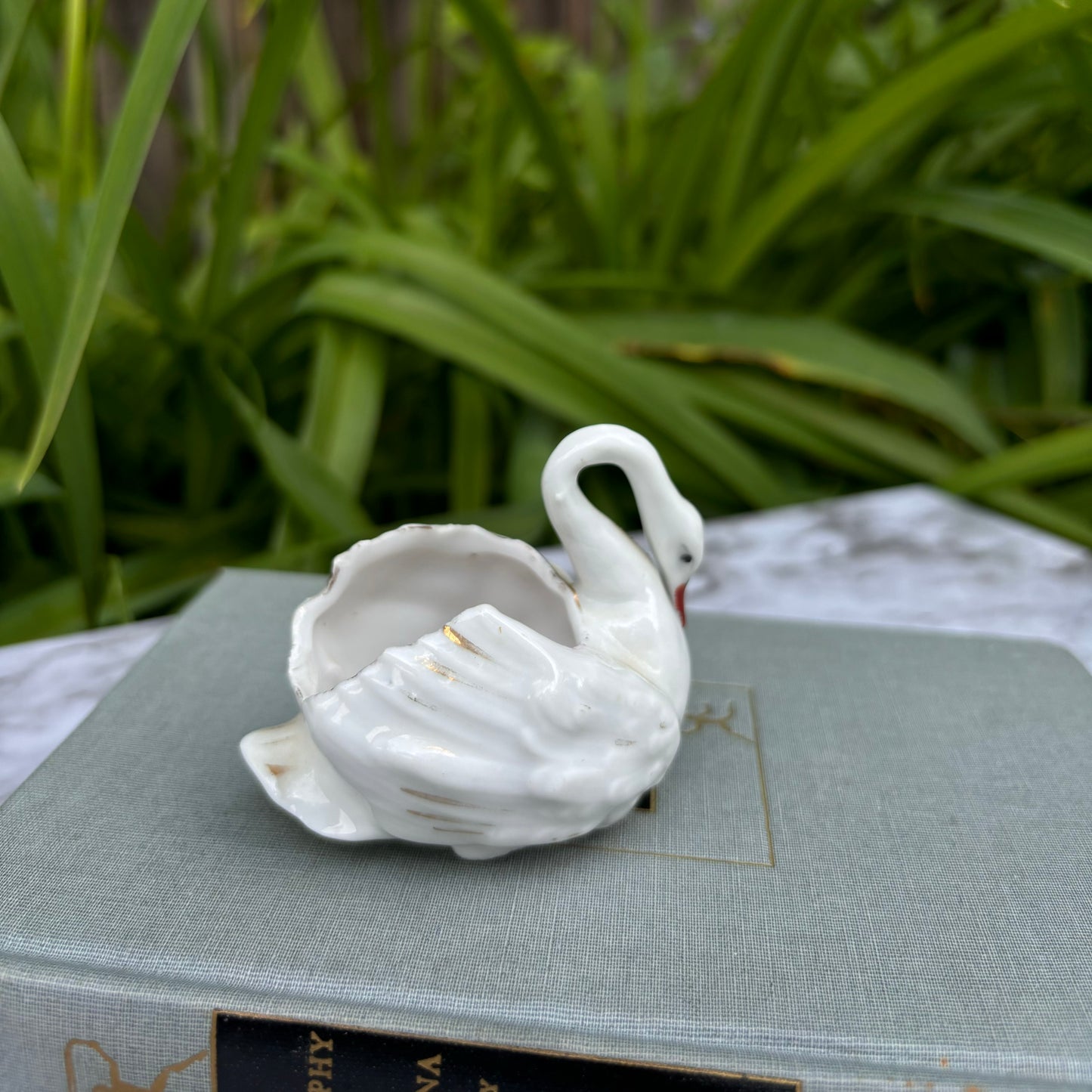 Pair of Mini Swan Figurine Planters