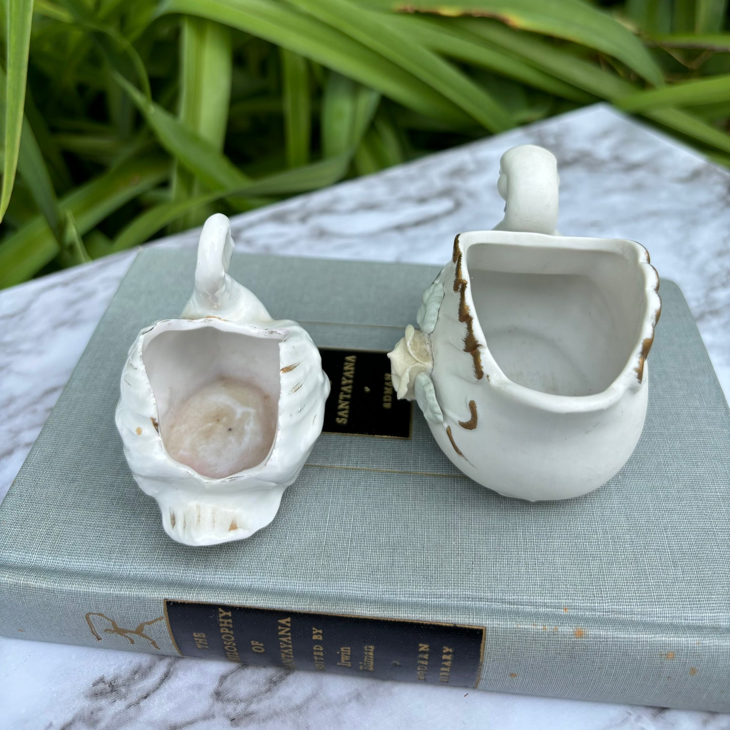 Pair of Mini Swan Figurine Planters
