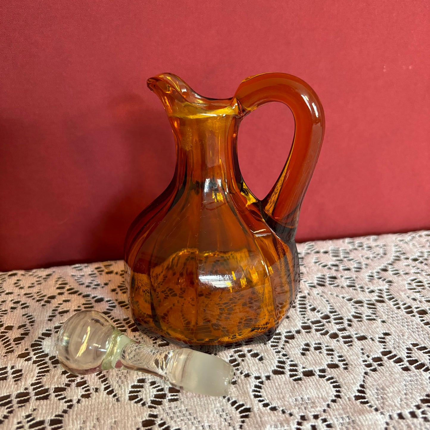 Hand Blown Amber Decanter