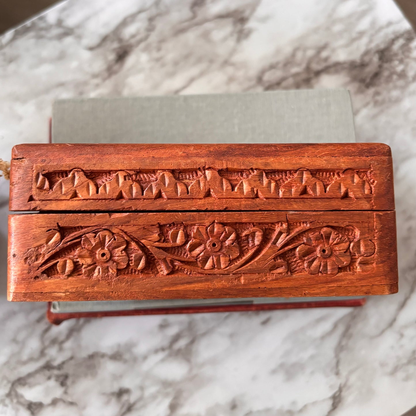 Hand Carved Wood Trinket Box