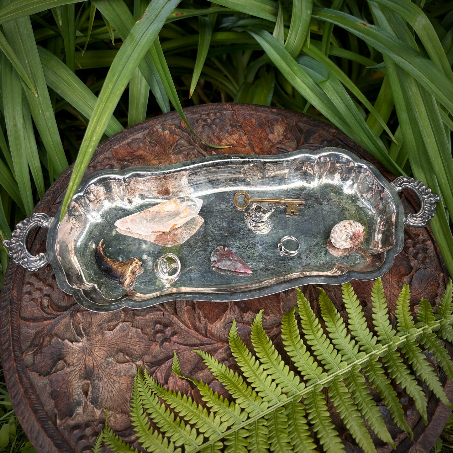 Silver Footed Serving Tray With Handles