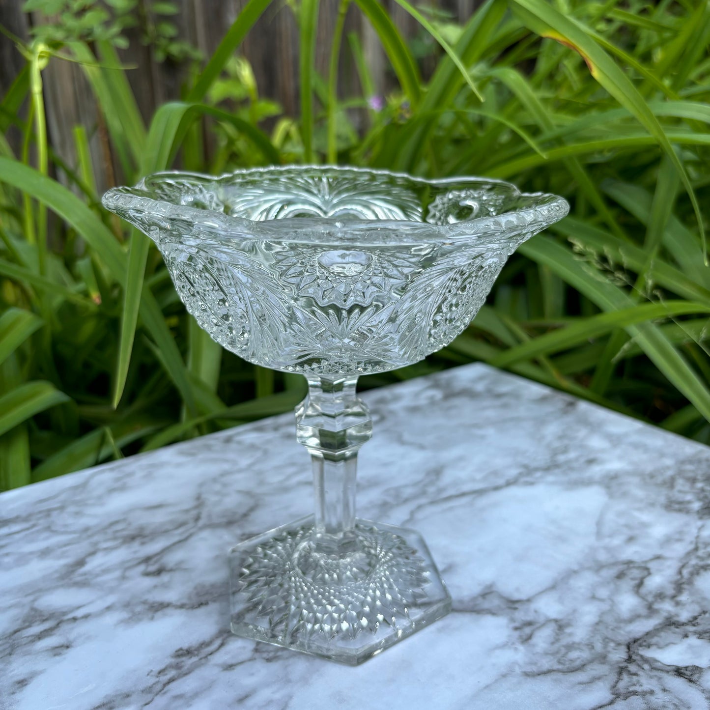 Cut Glass Pedestal Compote