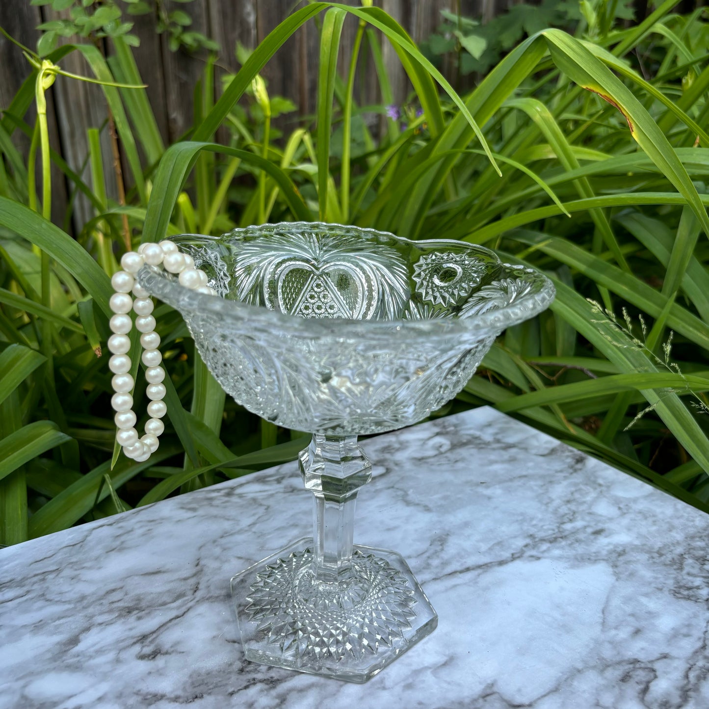 Cut Glass Pedestal Compote