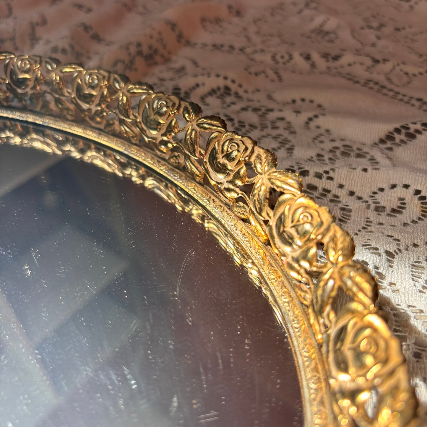 Gold Floral Vanity Tray