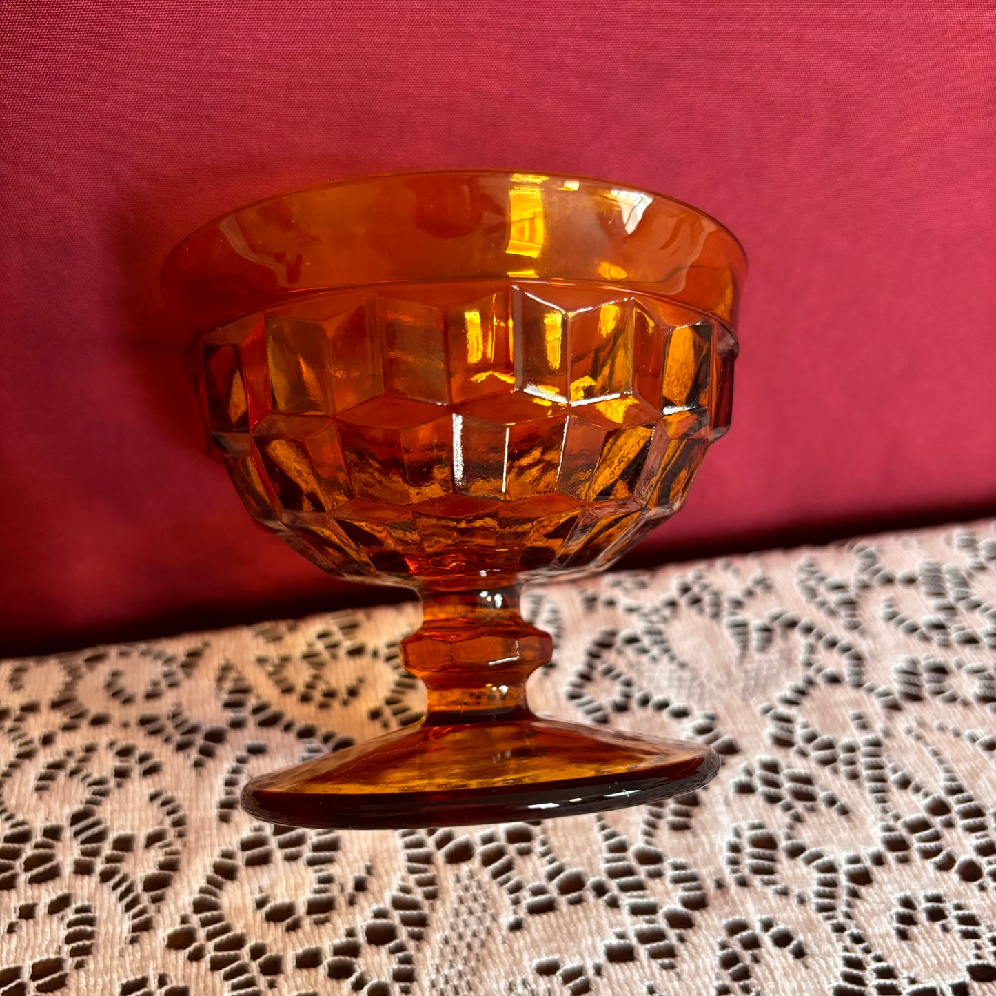 Indiana Glass Amber Sherbet Dish Pair