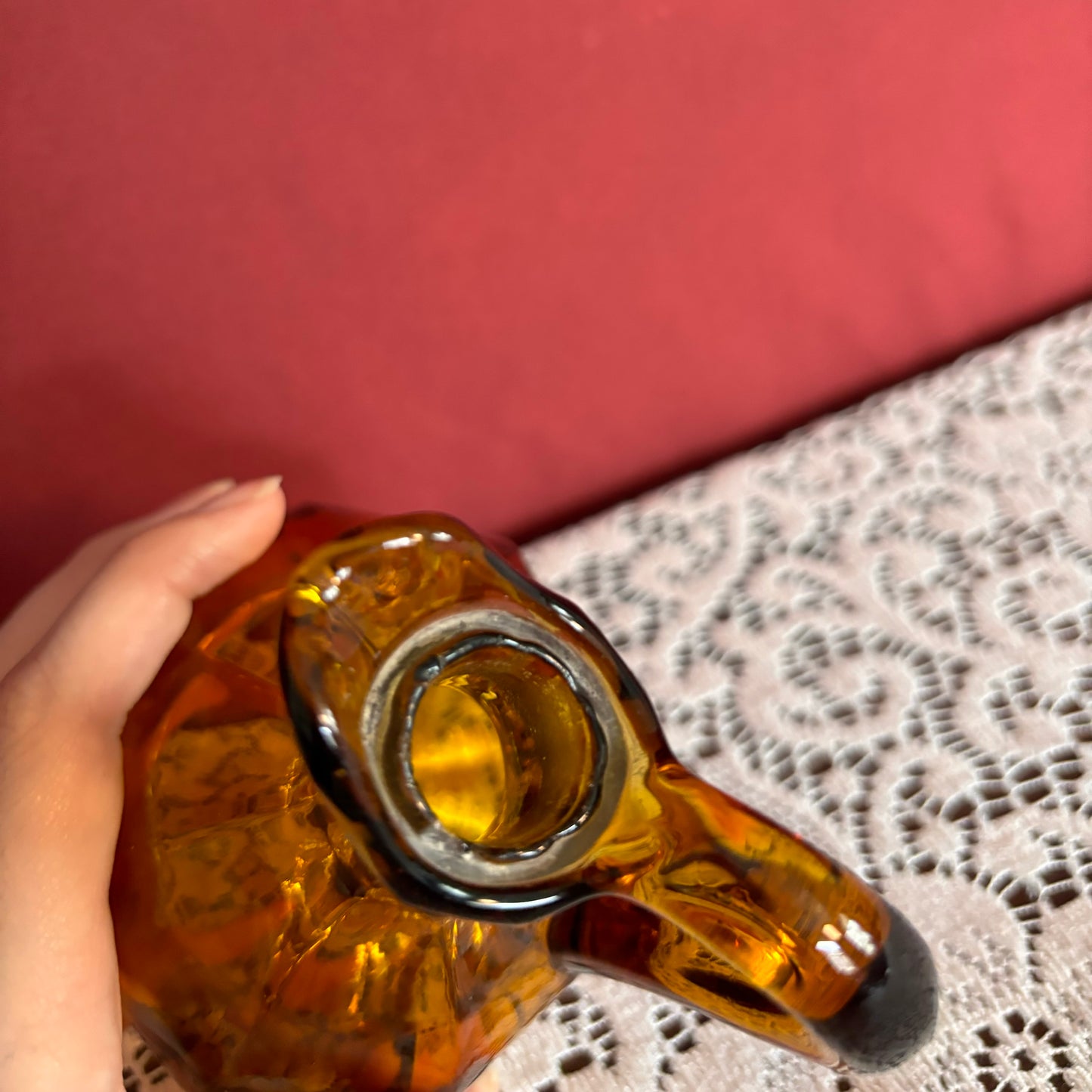 Hand Blown Amber Decanter