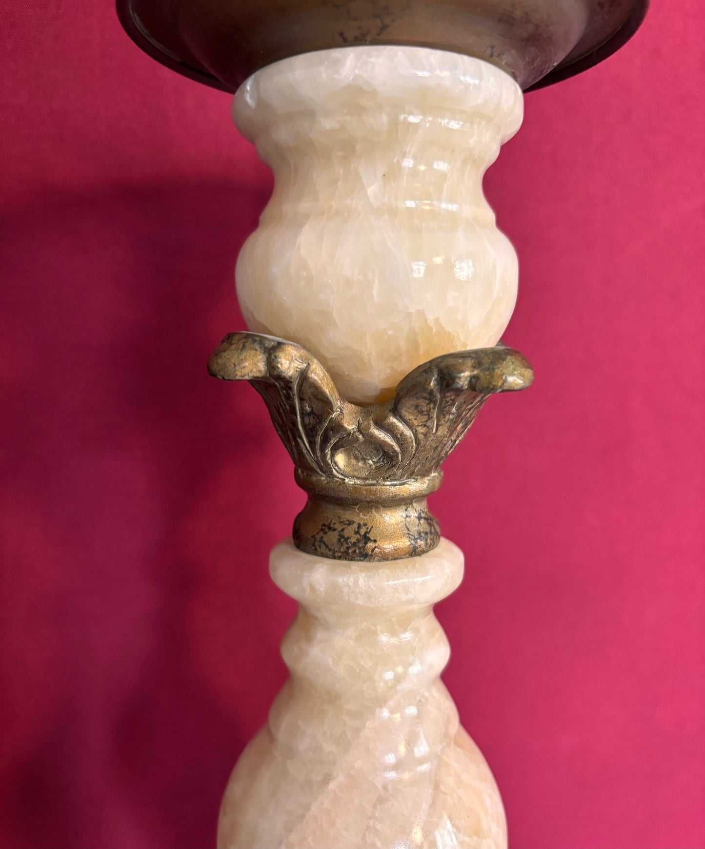 Alabaster & Brass Candle Holder