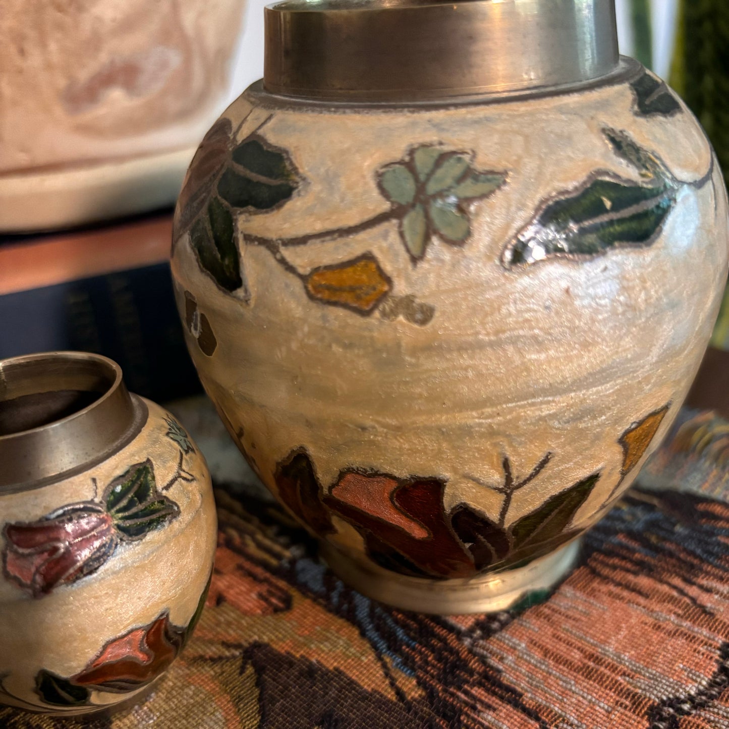 Set of Brass Cloisonné Vases