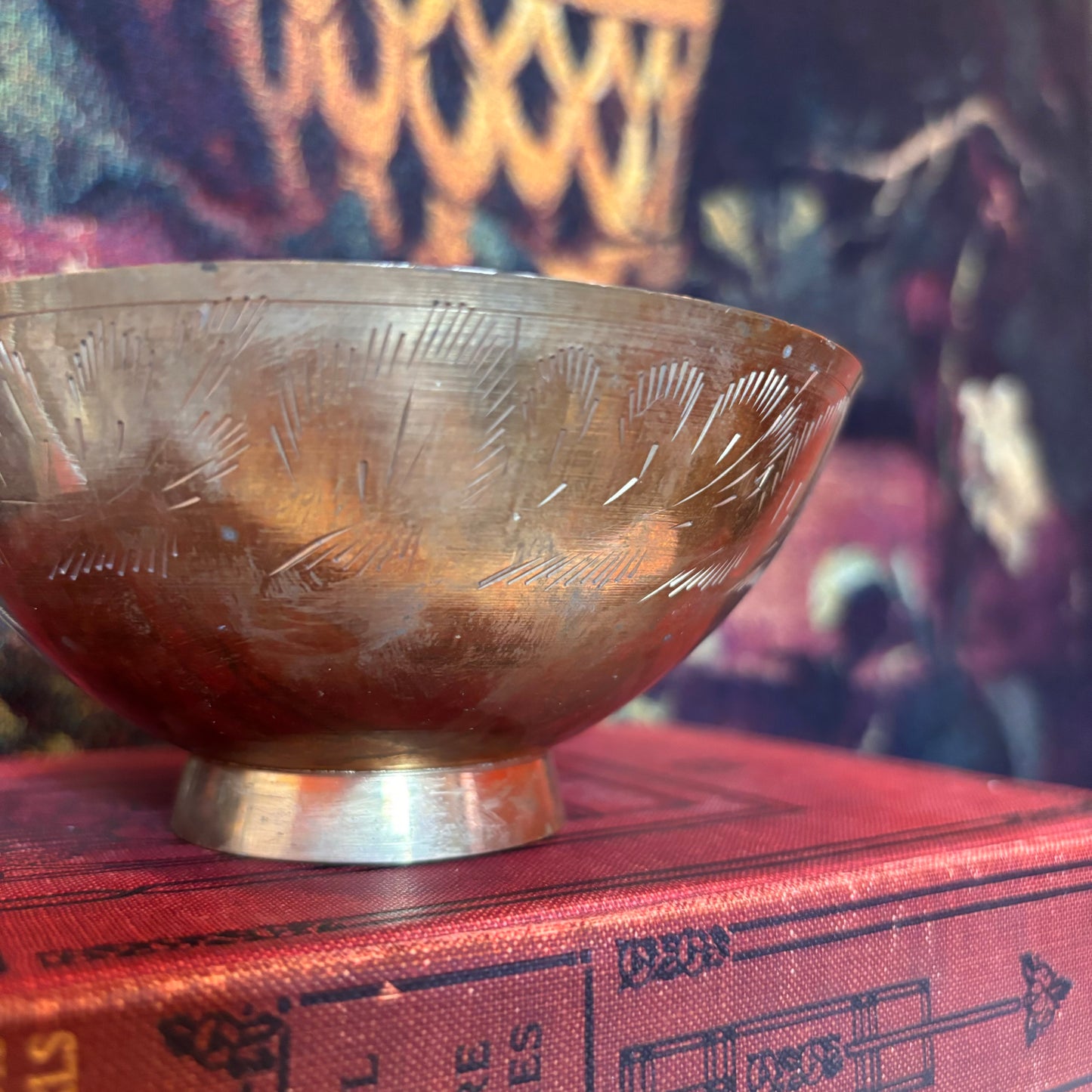 Brass Etched Floral Bowl