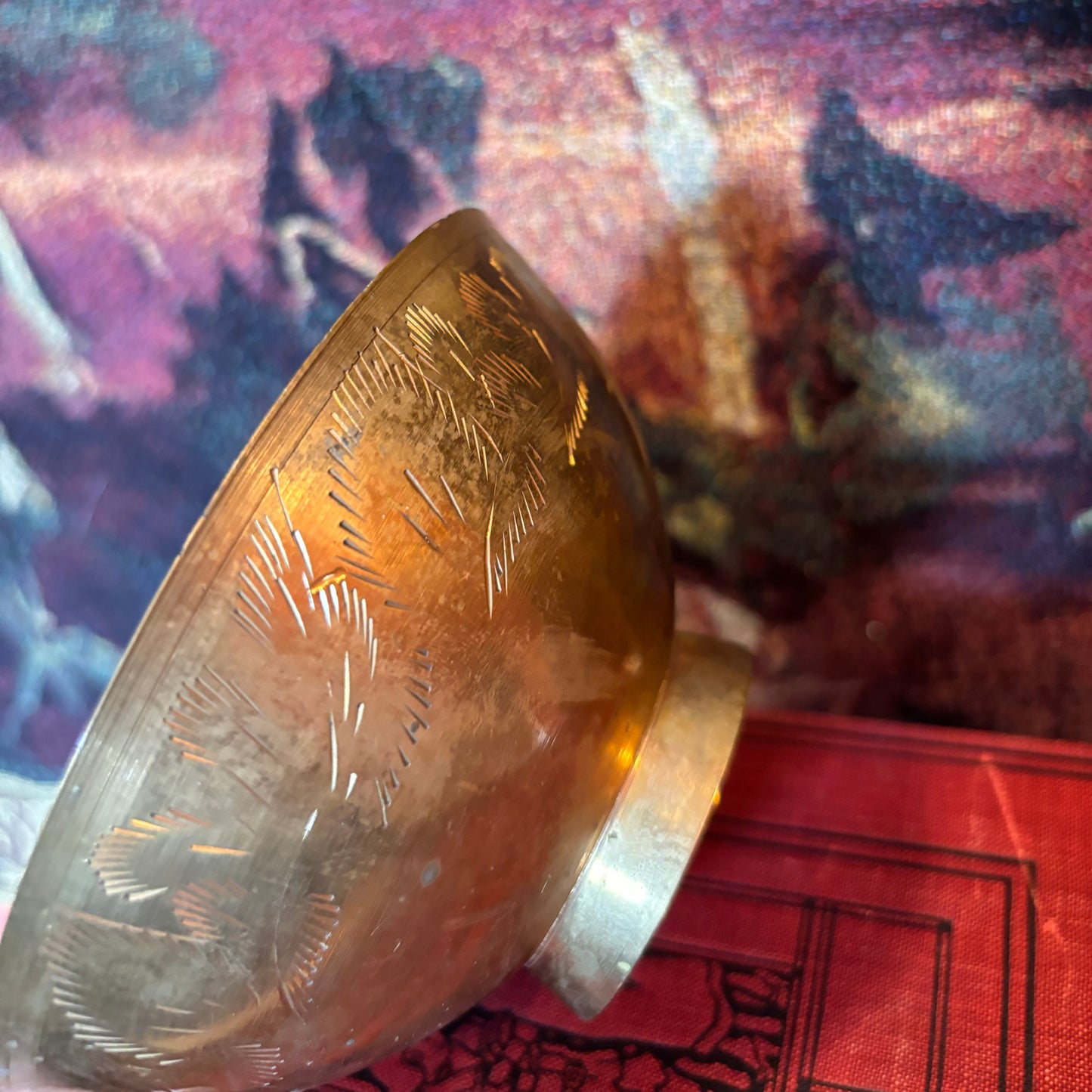Brass Etched Floral Bowl
