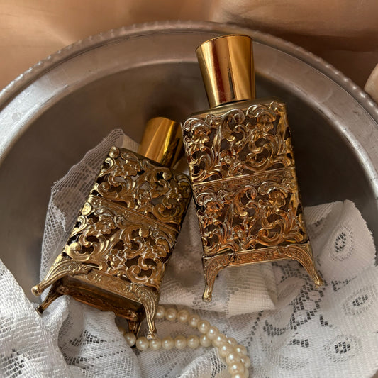 Perfume Bottles With Gold Filigree Holders