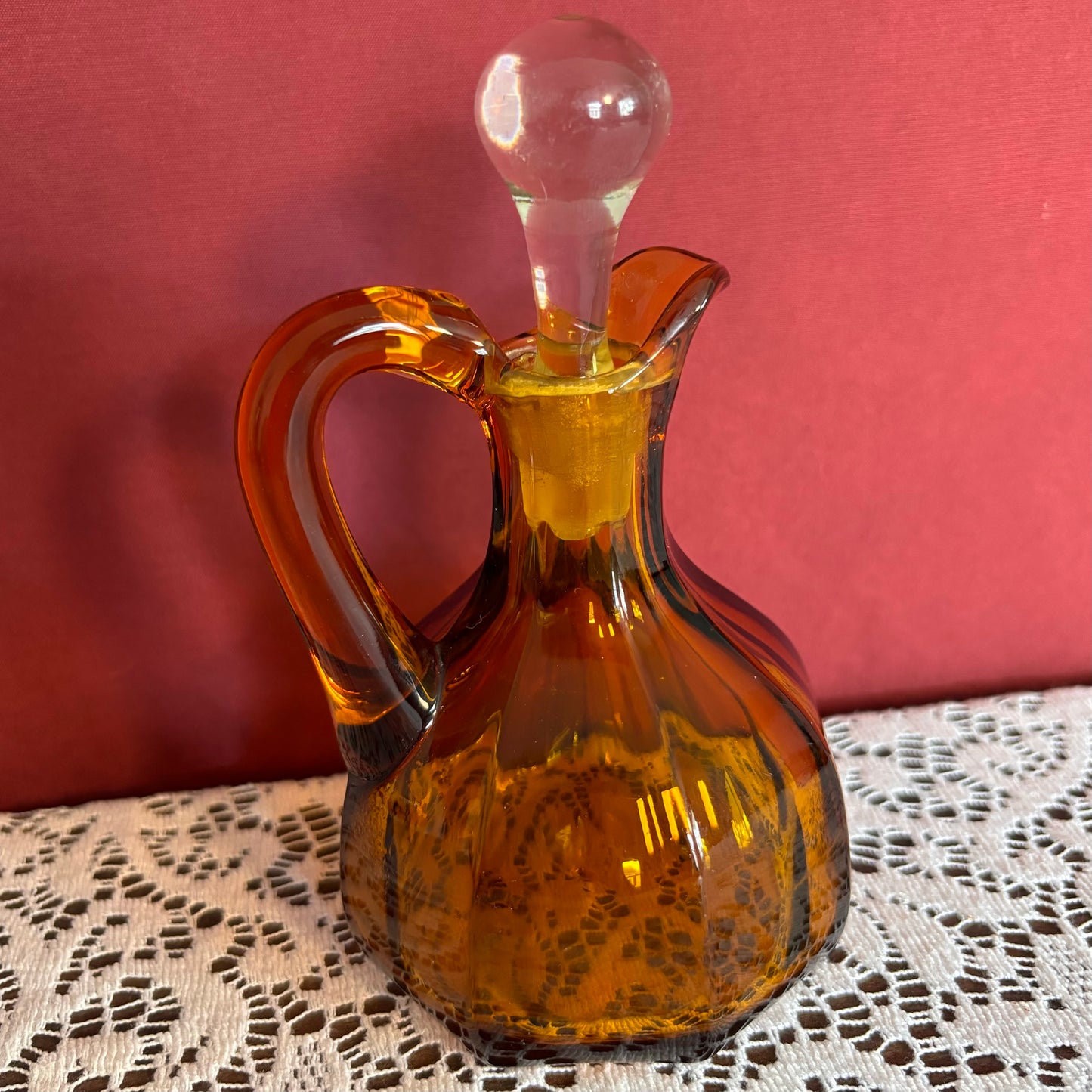 Hand Blown Amber Decanter