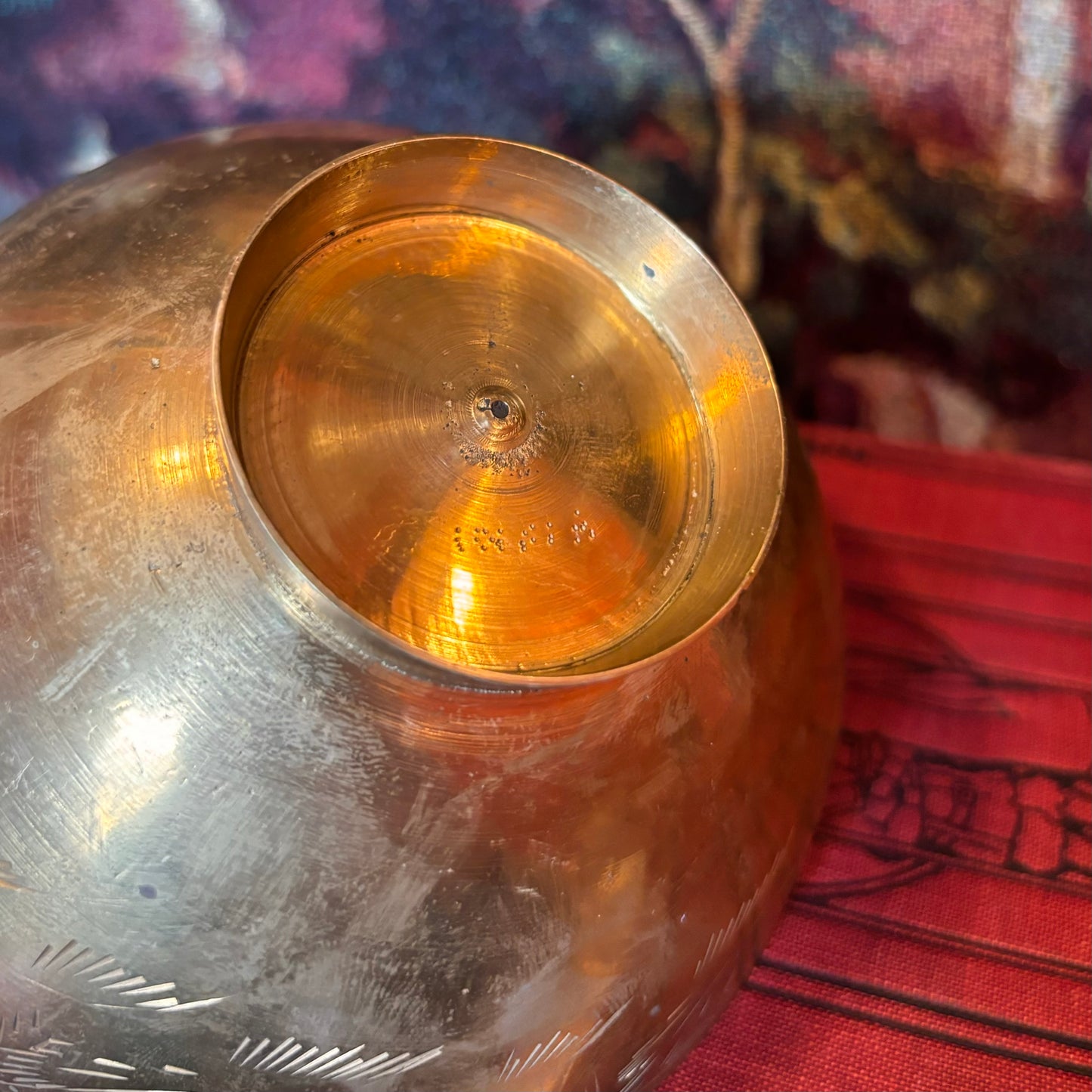 Brass Etched Floral Bowl