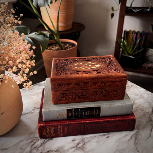 Hand Carved Wood Trinket Box