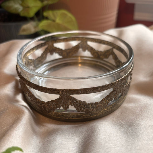 Brass Filigree Glass Wine Coaster
