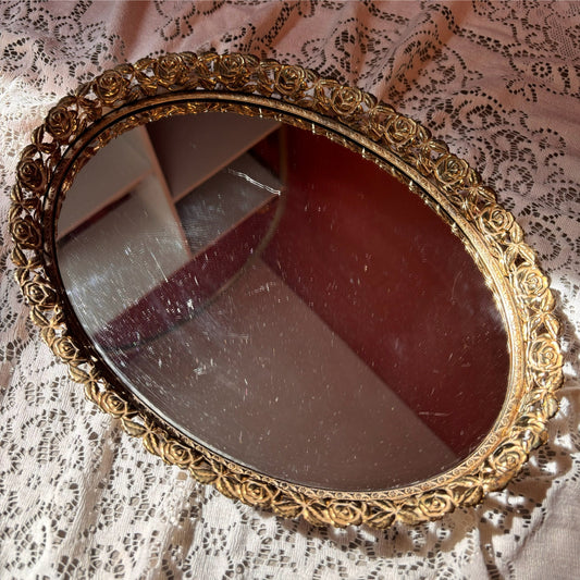 Gold Floral Vanity Tray