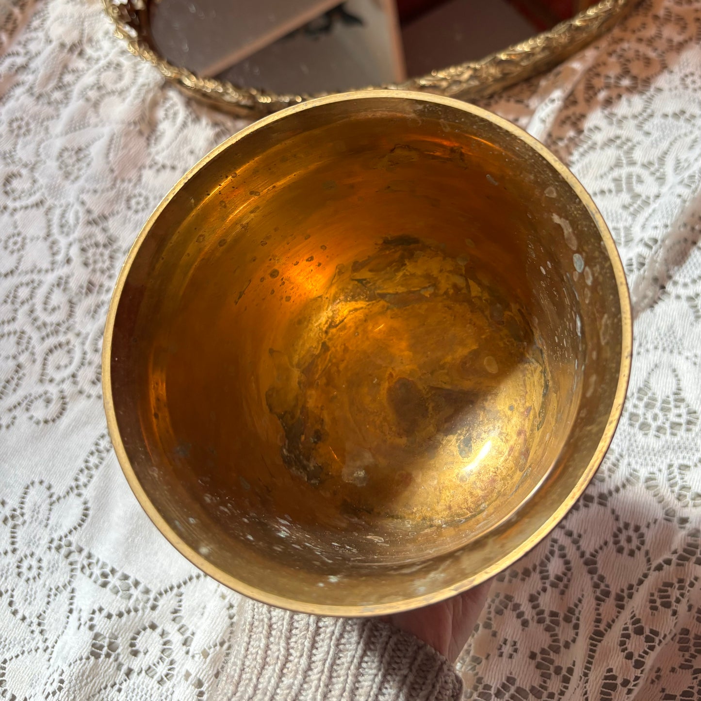 Cloisonné Floral Brass Pot