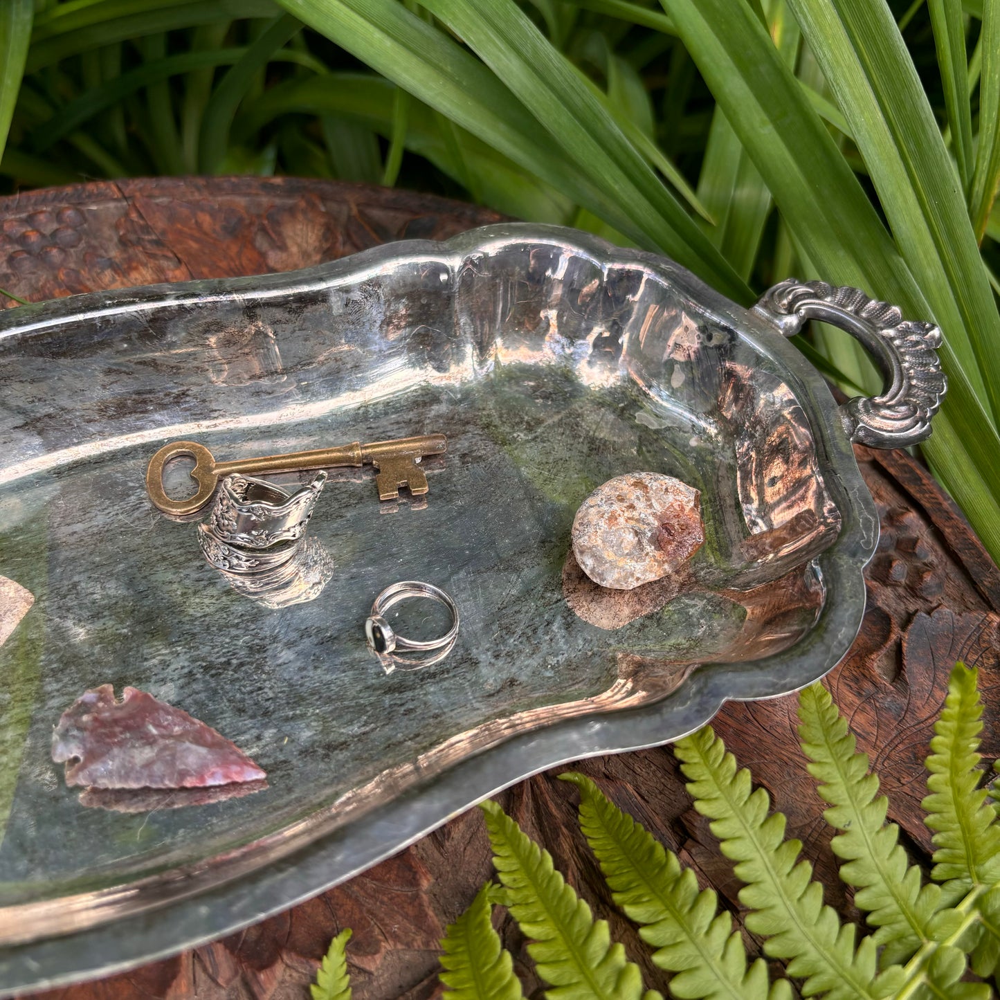 Silver Footed Serving Tray With Handles