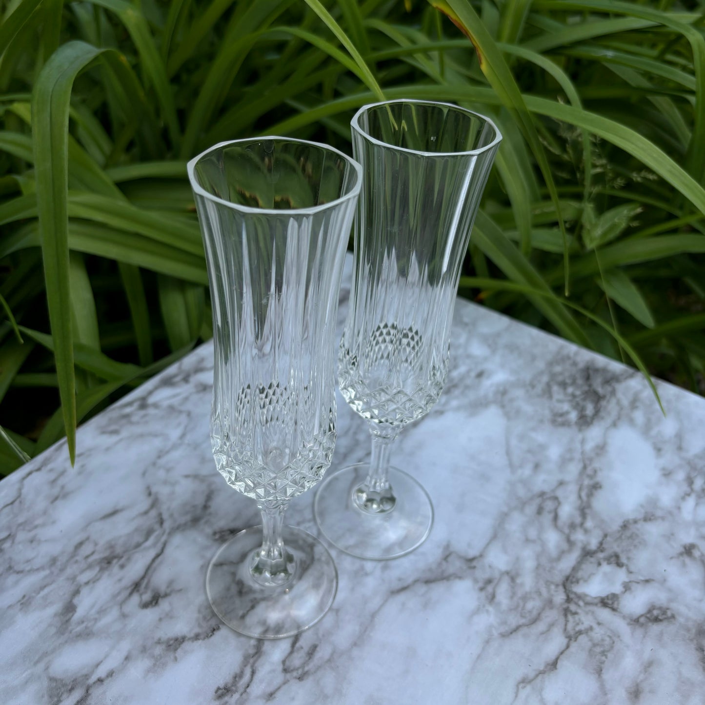 Pair of Cristal D’Arques Longchamp Champagne Flutes