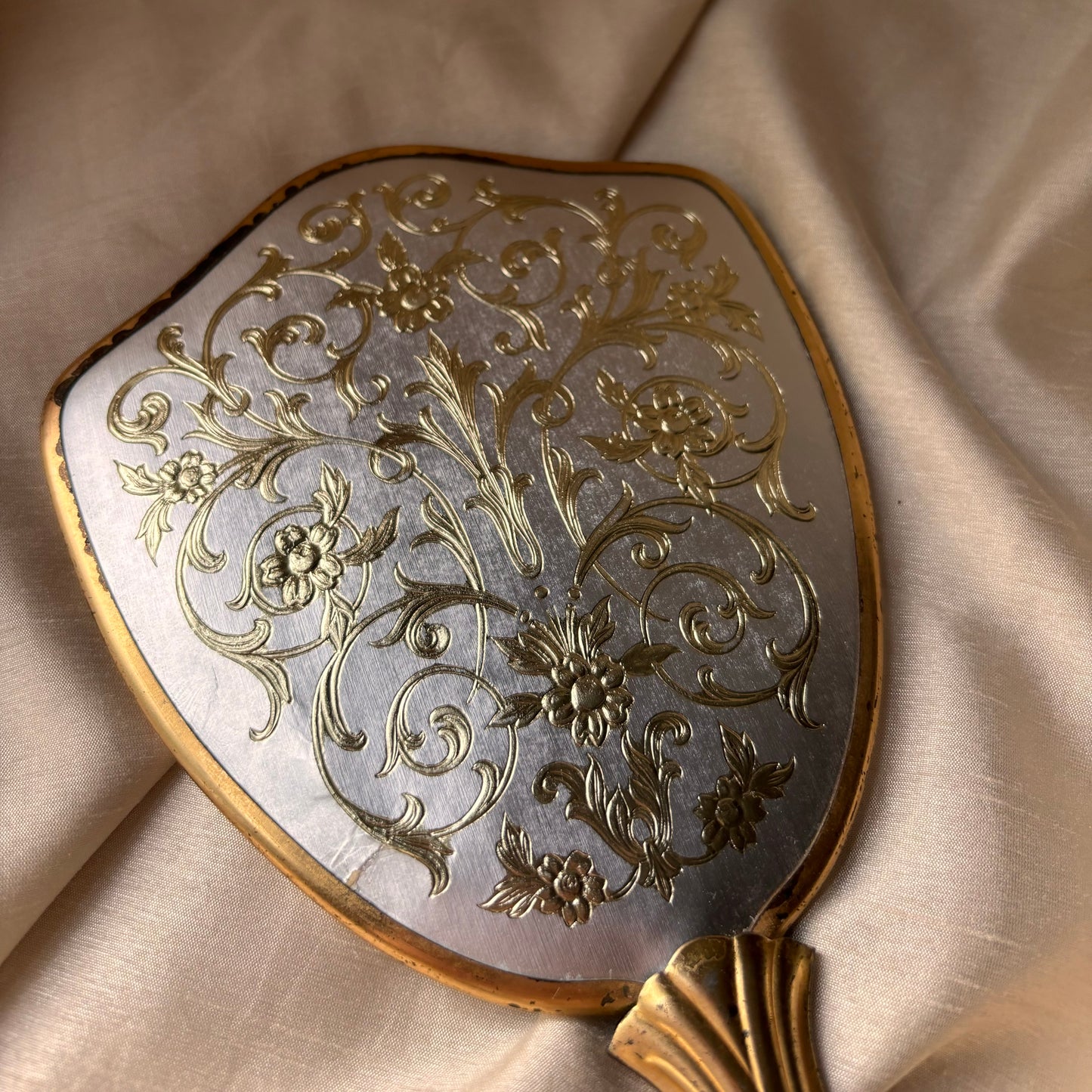 Gold Ornate Floral Hand Held Mirror
