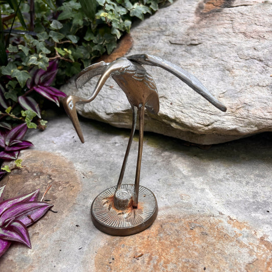 Brass MCM Crane Figurine