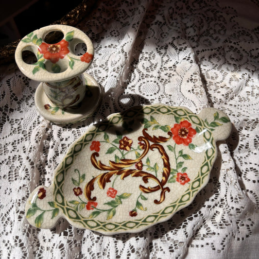 Floral Porcelain Bathroom Set