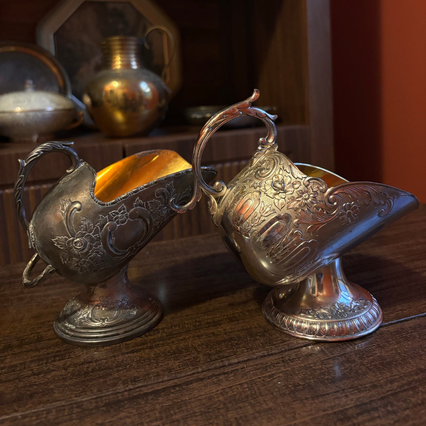 Silver-plated Floral Sugar Scuttles