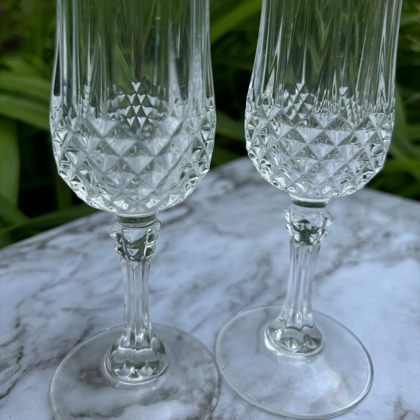 Pair of Cristal D’Arques Longchamp Champagne Flutes