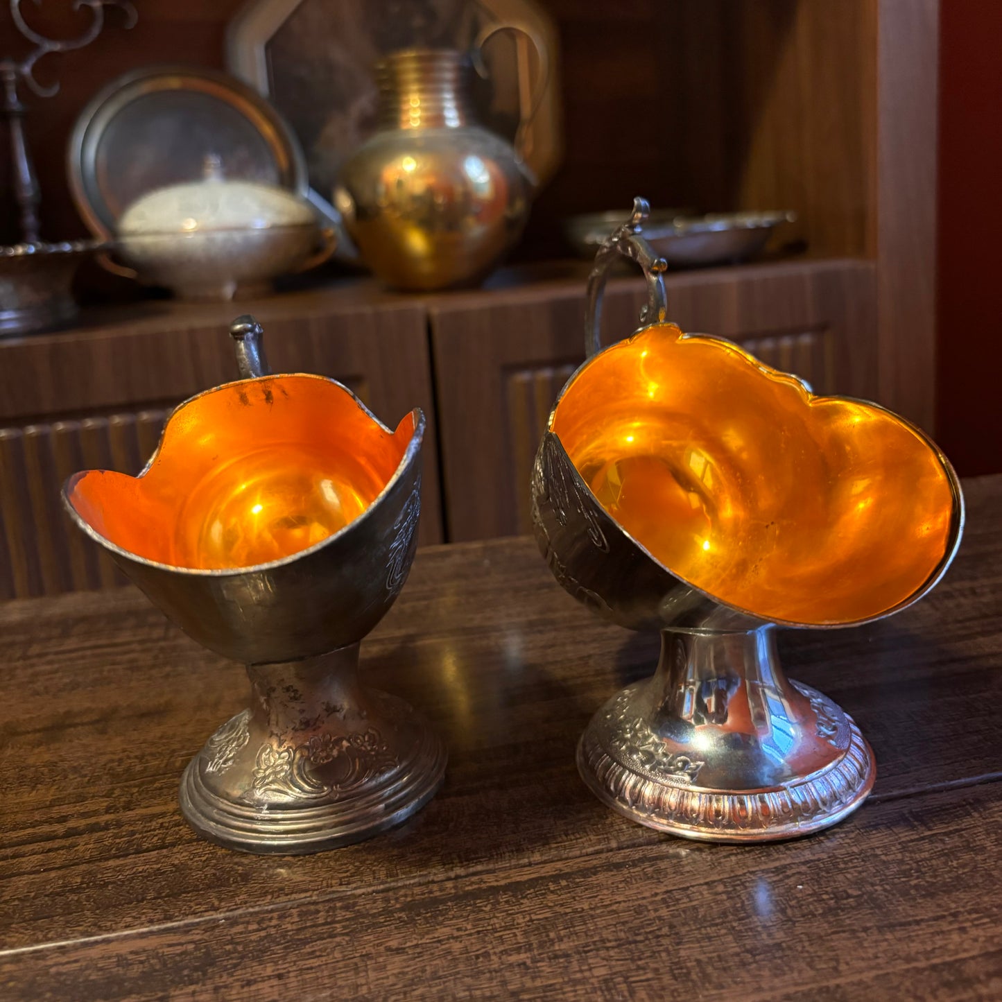 Silver-plated Floral Sugar Scuttles