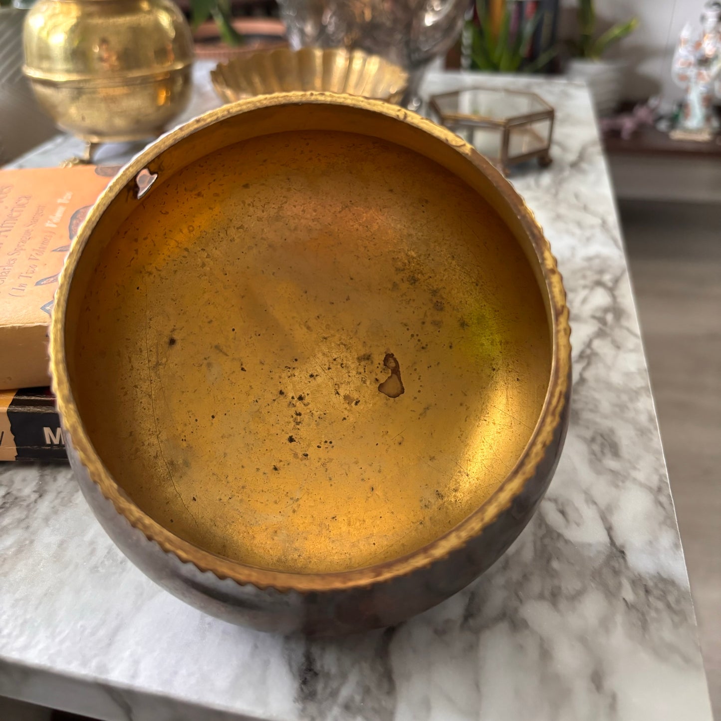 Brass Bowl with Detailed Rim
