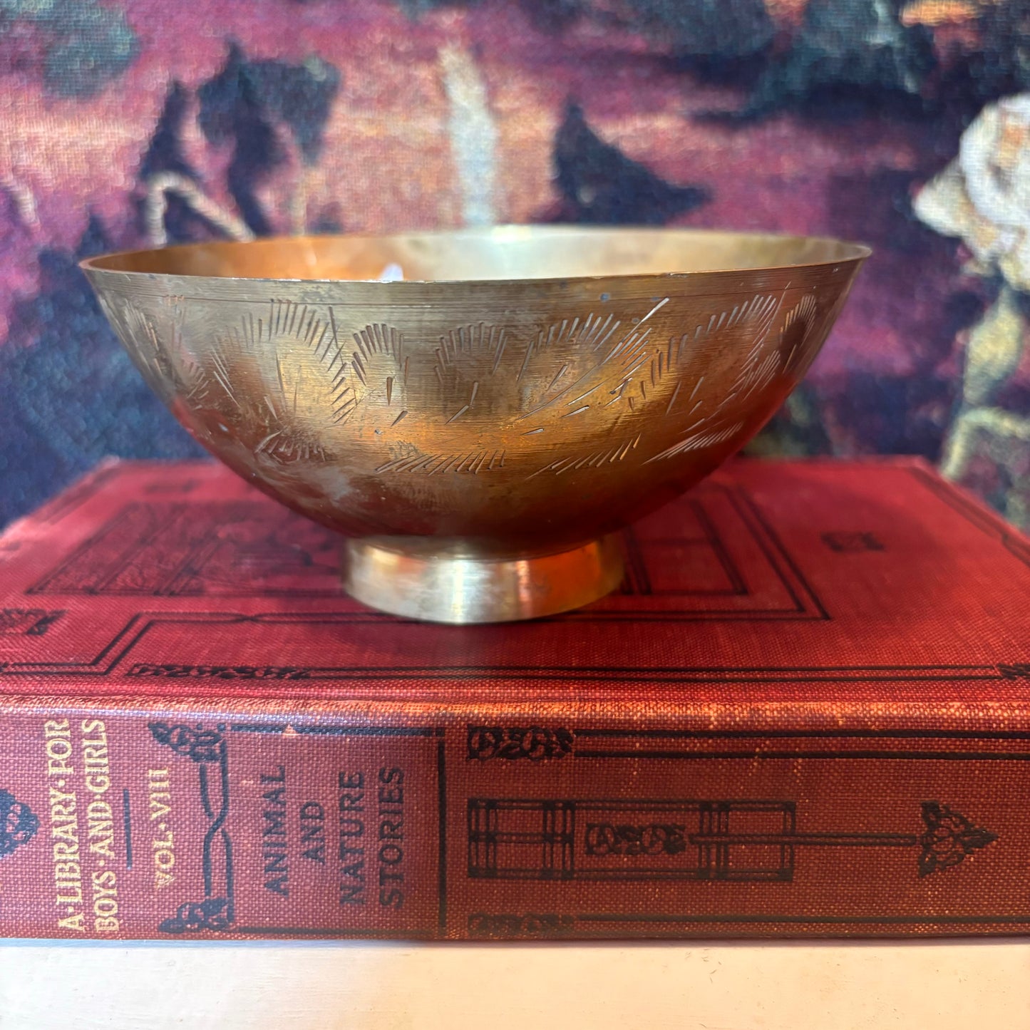 Brass Etched Floral Bowl