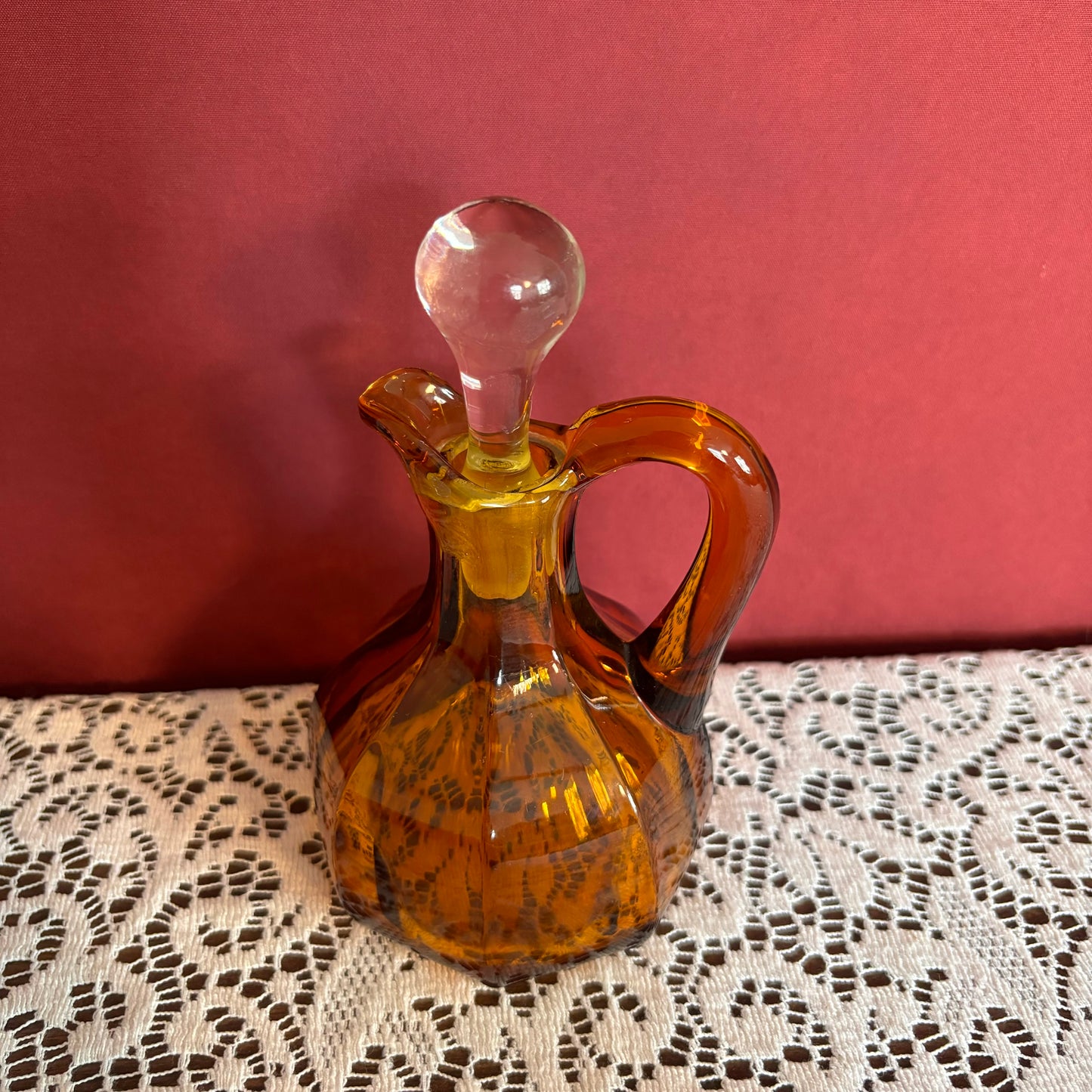 Hand Blown Amber Decanter