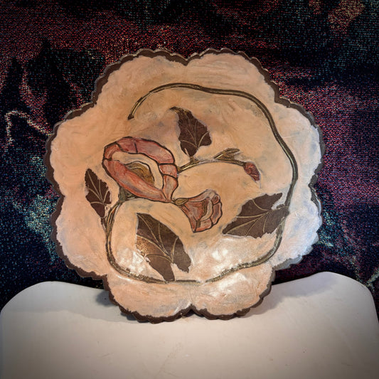 Brass Painted Floral Footed Bowl